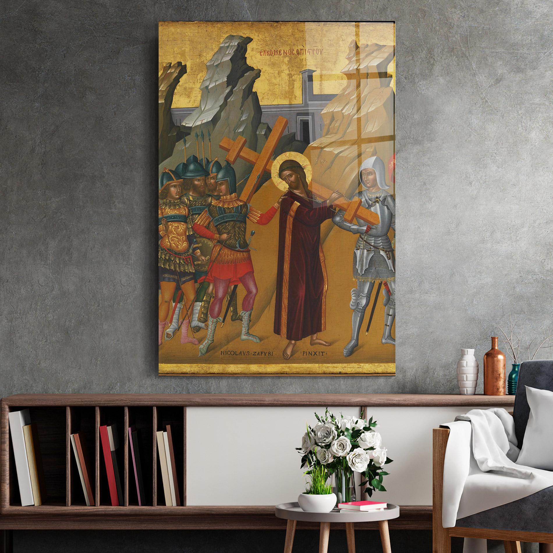 Üvegkép Walking With Cross mockup 2