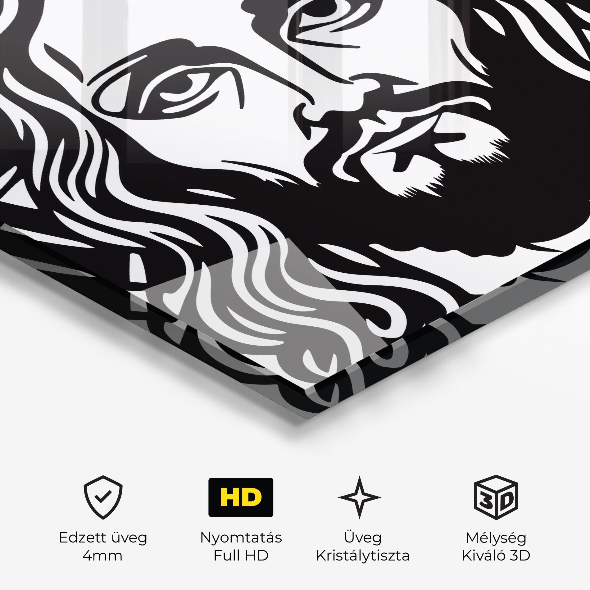Üvegkép Black Line Jesus mockup 3