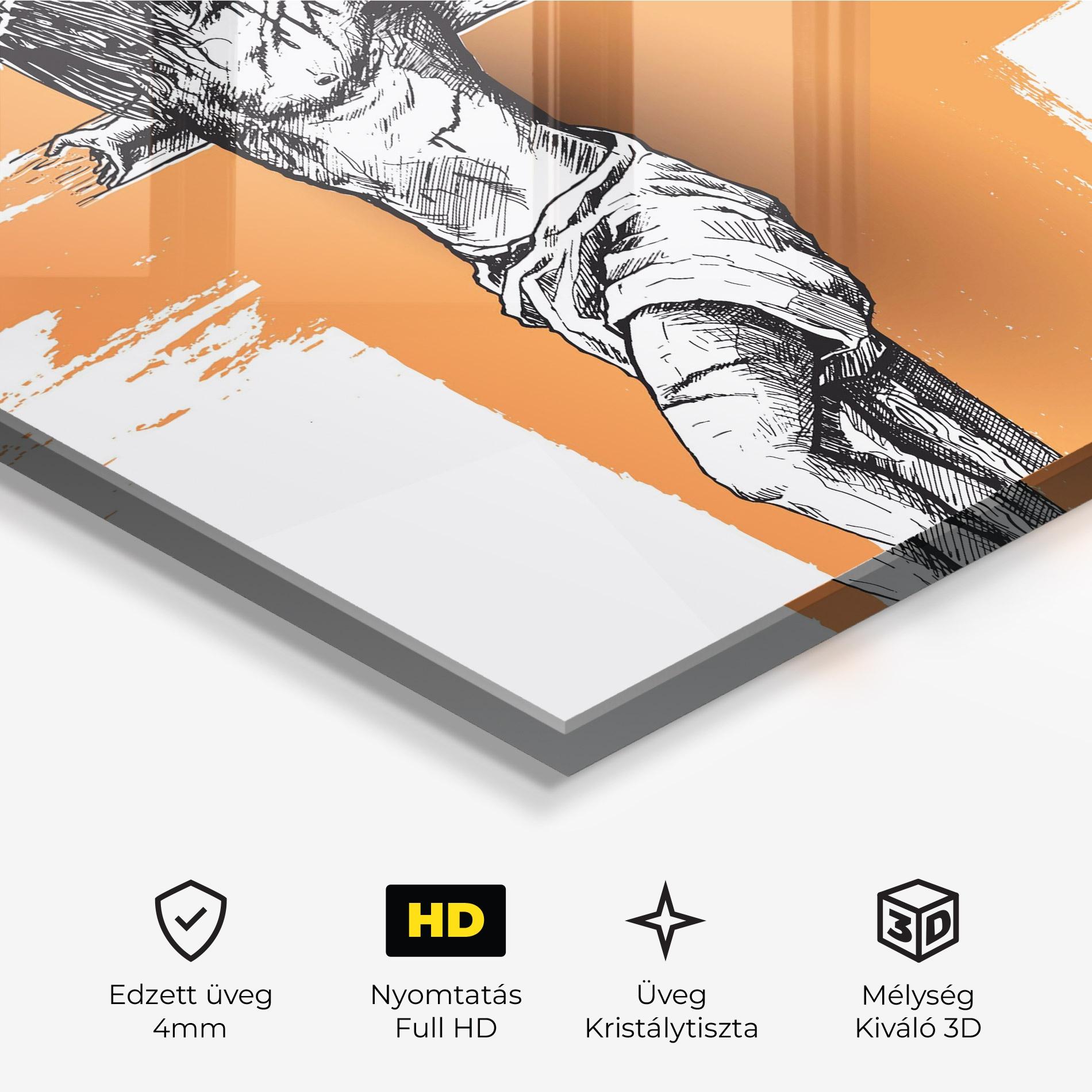Üvegkép Orange Art Jesus mockup 3
