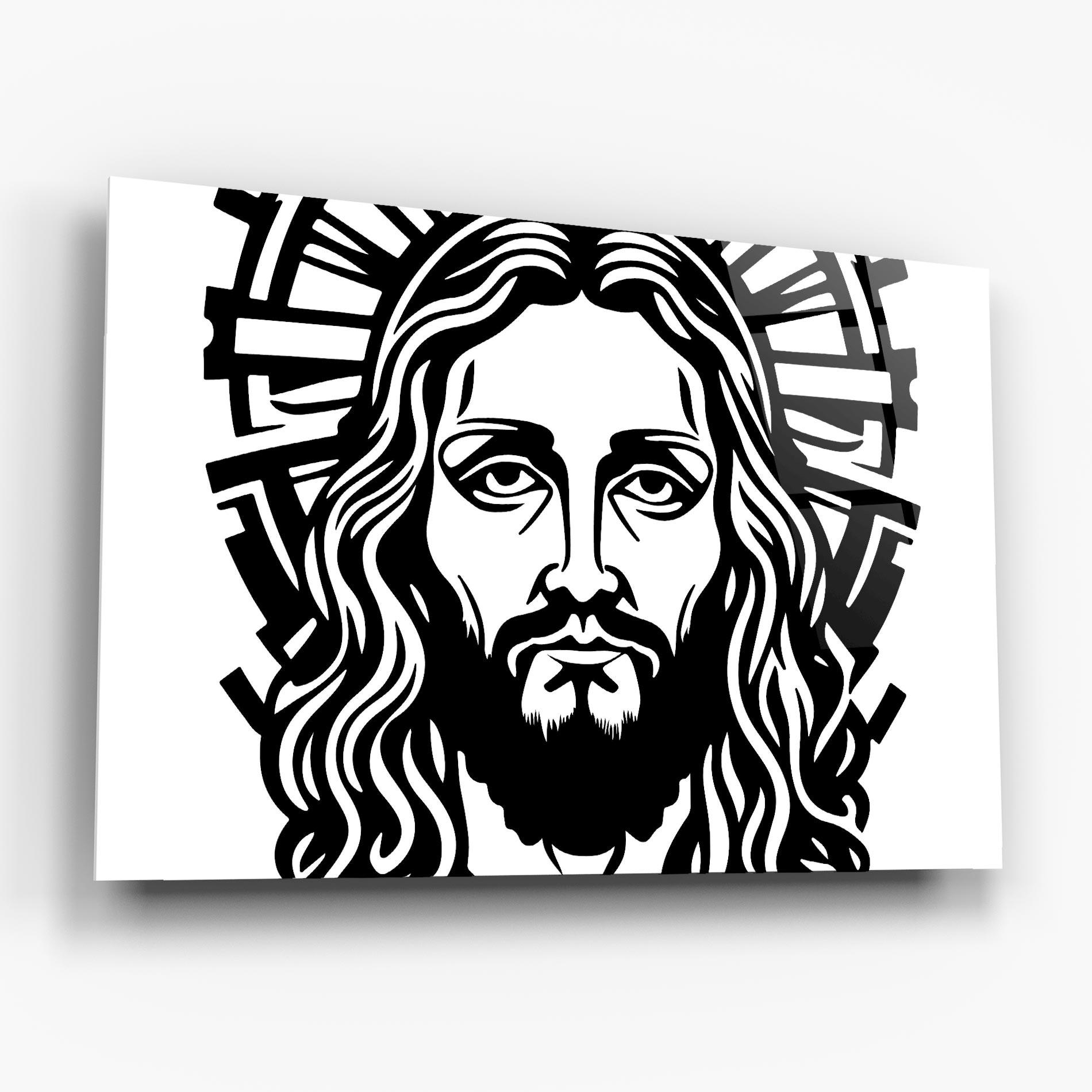 Üvegkép Black Line Jesus mockup 6
