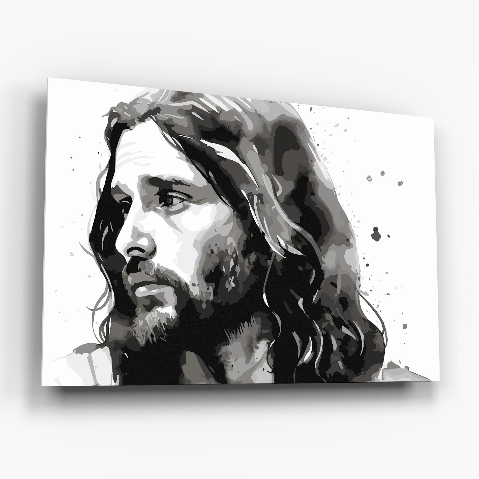 Üvegkép Jesus Watercolor mockup 6