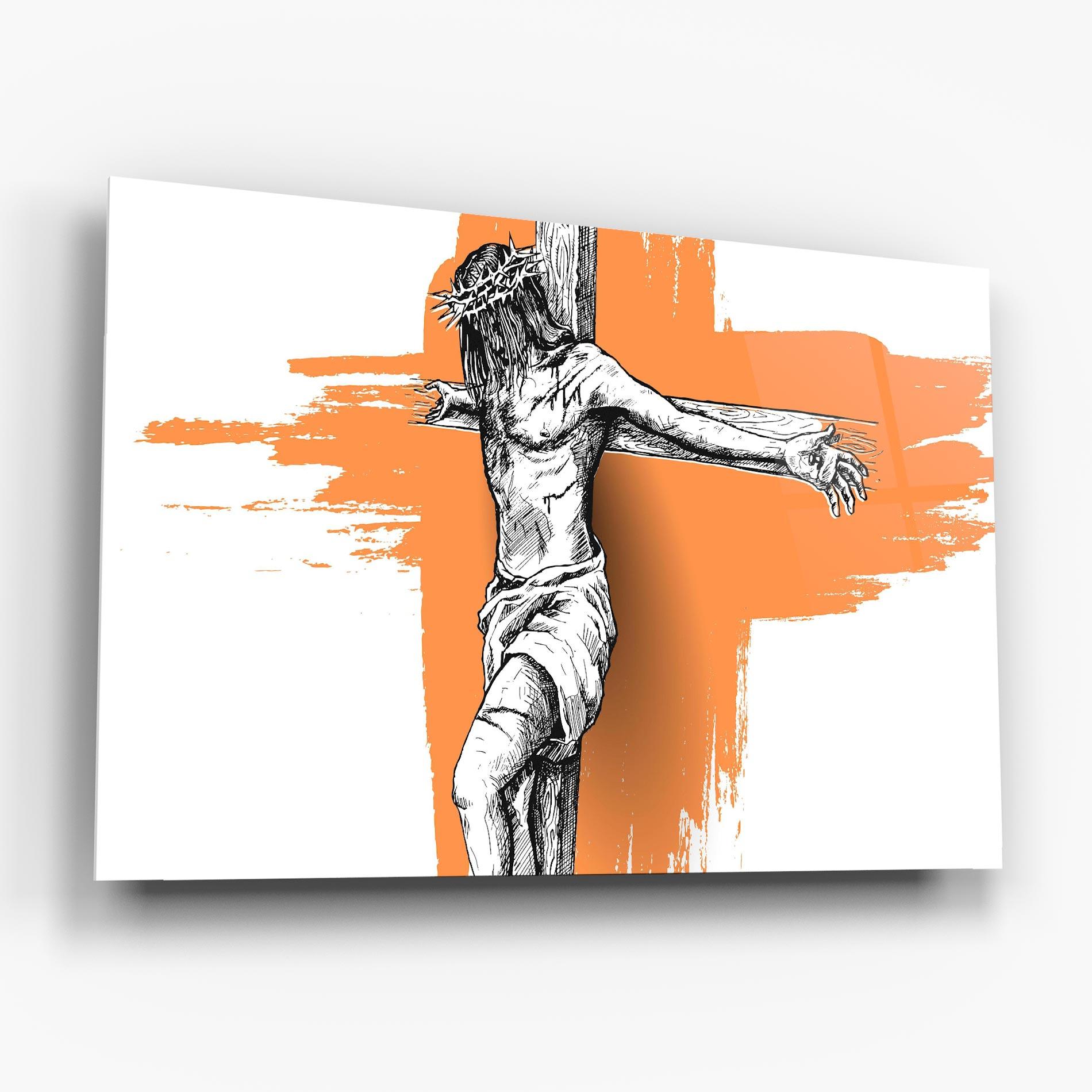 Üvegkép Orange Art Jesus mockup 6