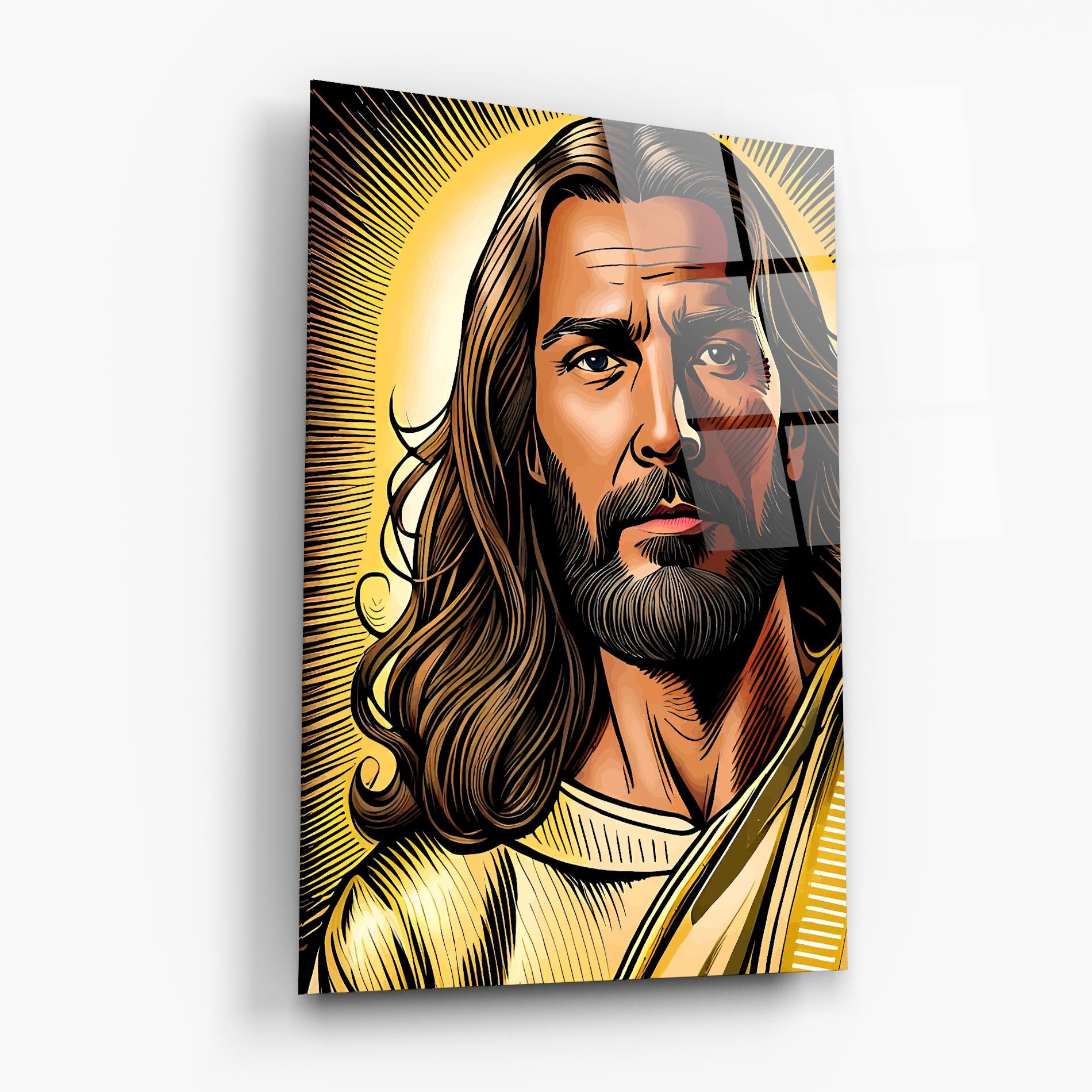 Üvegkép Gold Art Jesus mockup 6