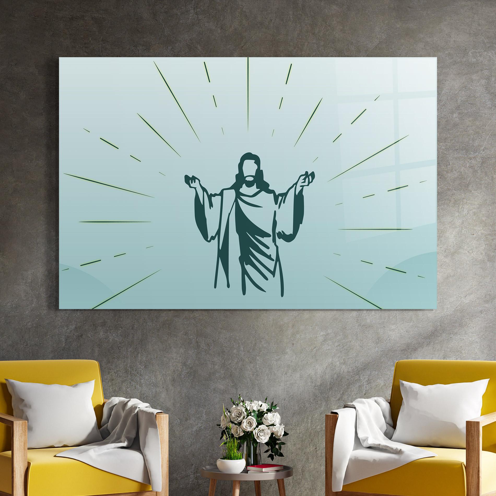 Üvegkép Blue Art Jesus mockup 4