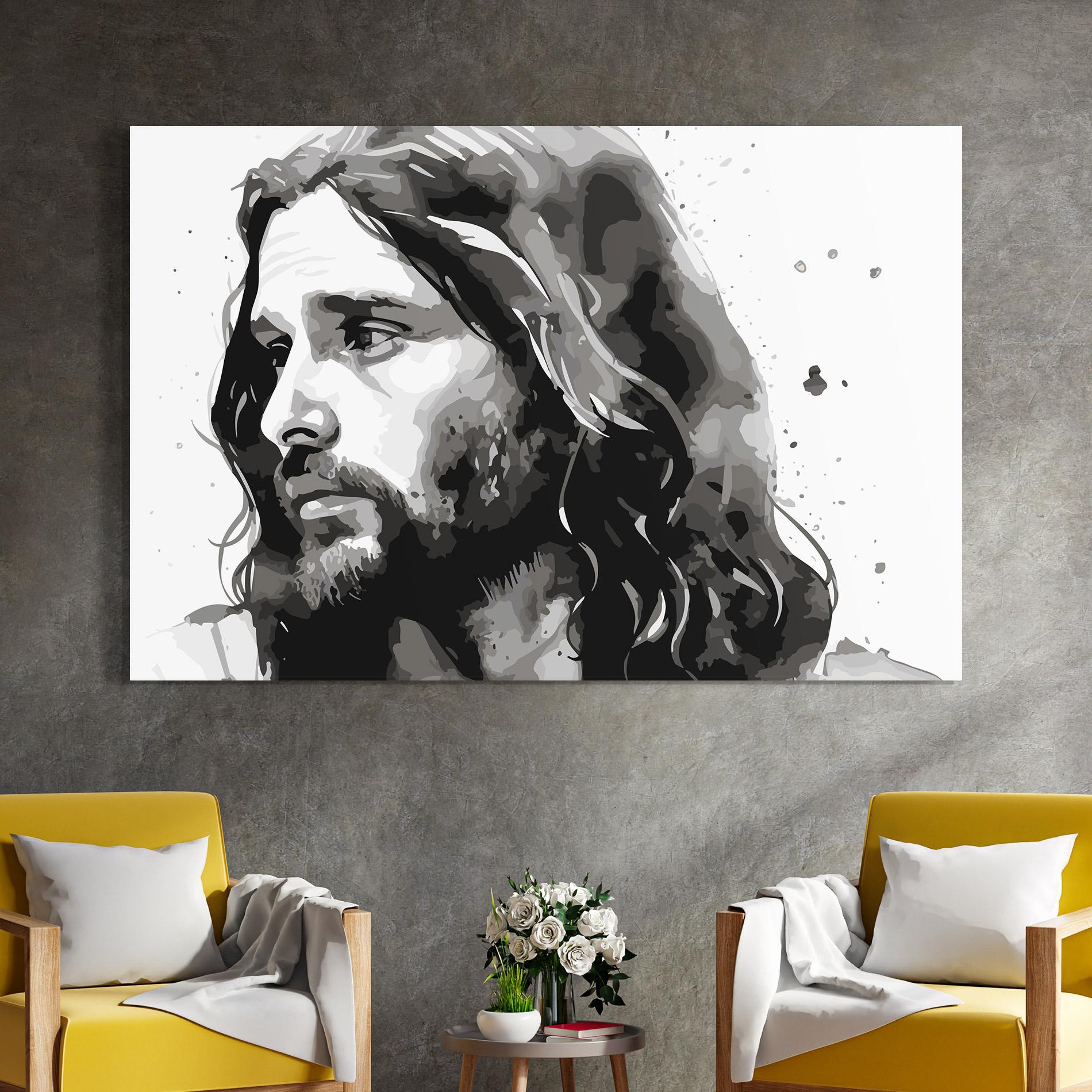 Üvegkép Jesus Watercolor mockup 4