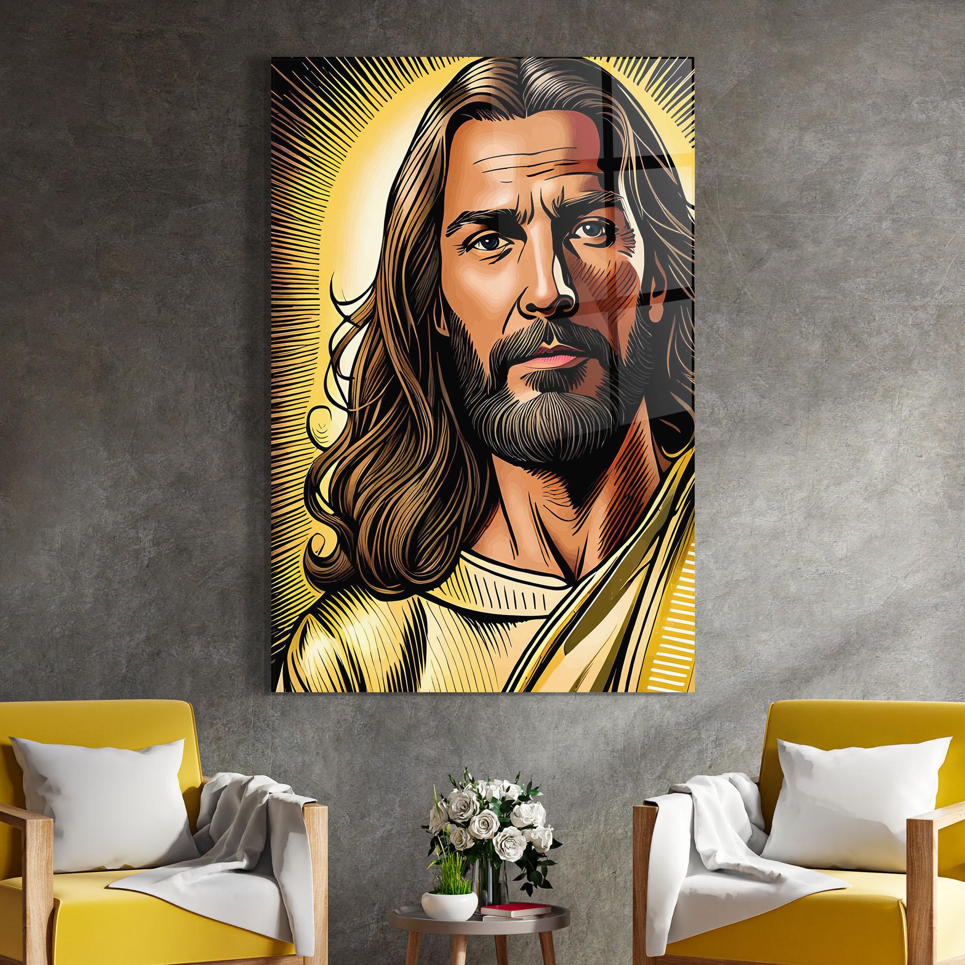 Üvegkép Gold Art Jesus mockup 4