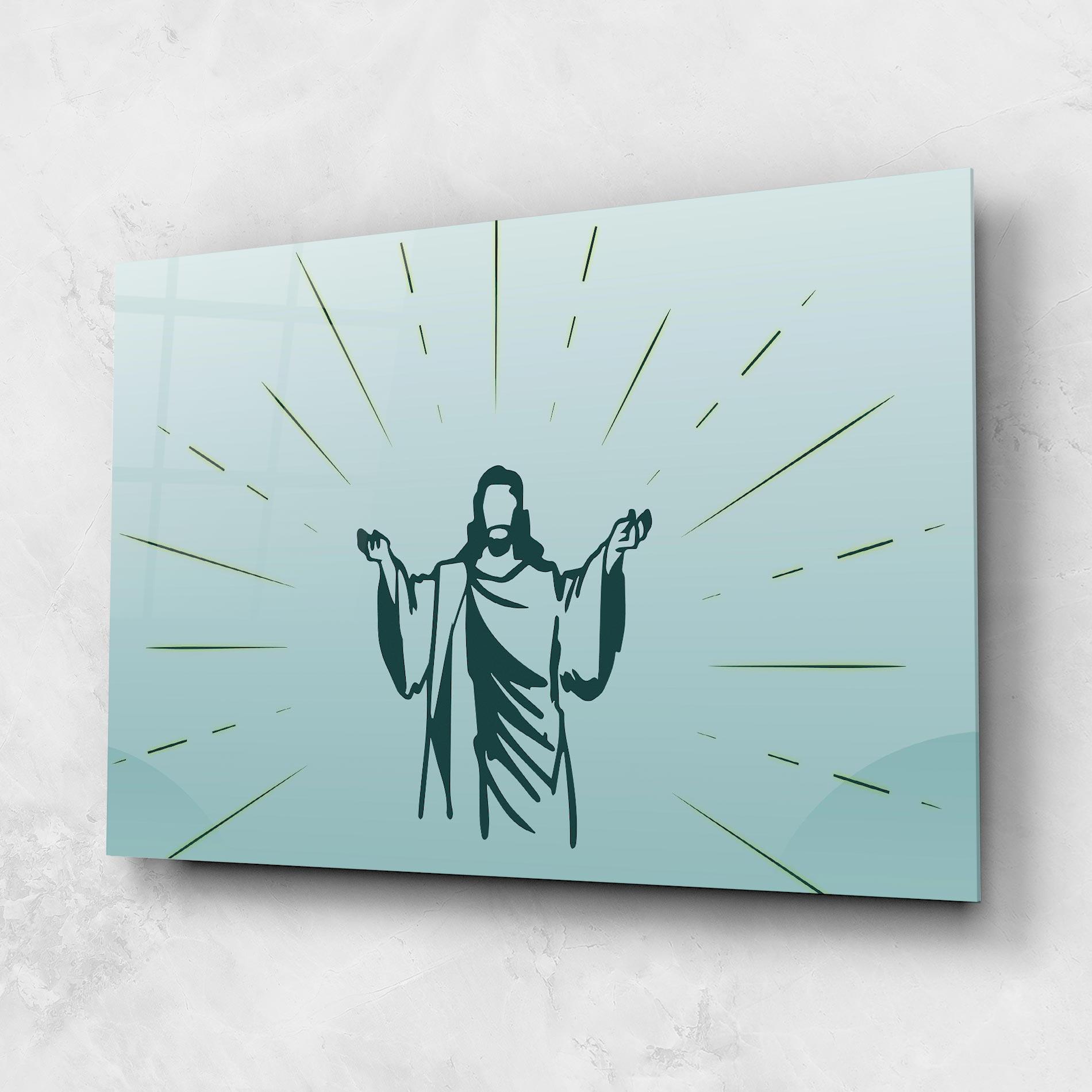 Üvegkép Blue Art Jesus mockup 1