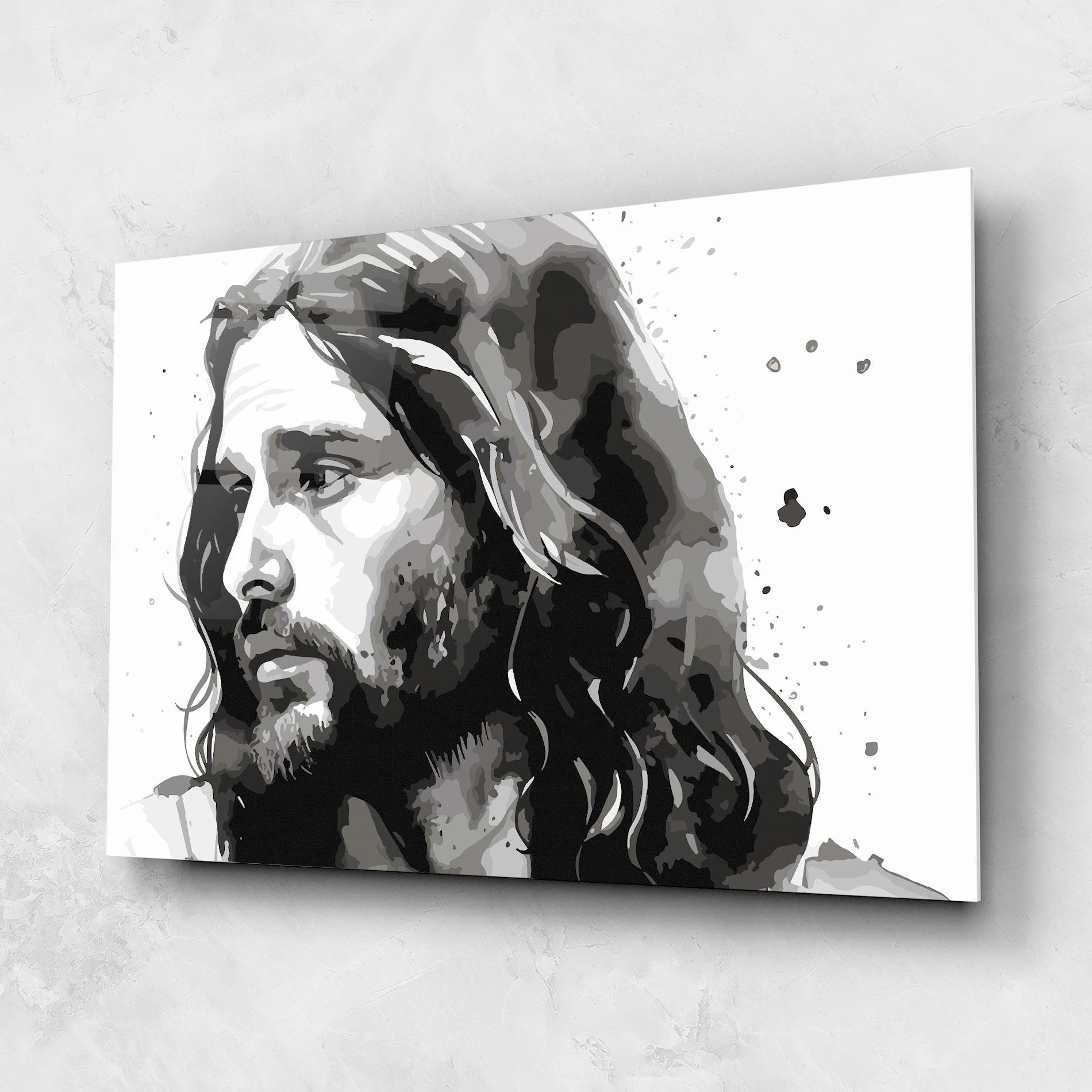 Üvegkép Jesus Watercolor mockup 1
