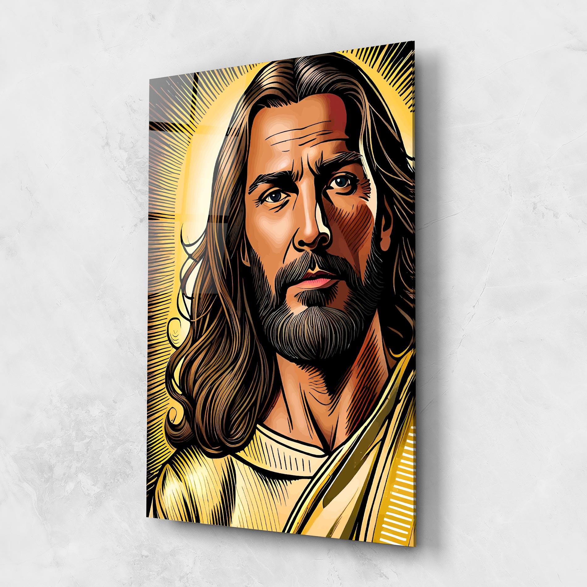 Üvegkép Gold Art Jesus mockup 1