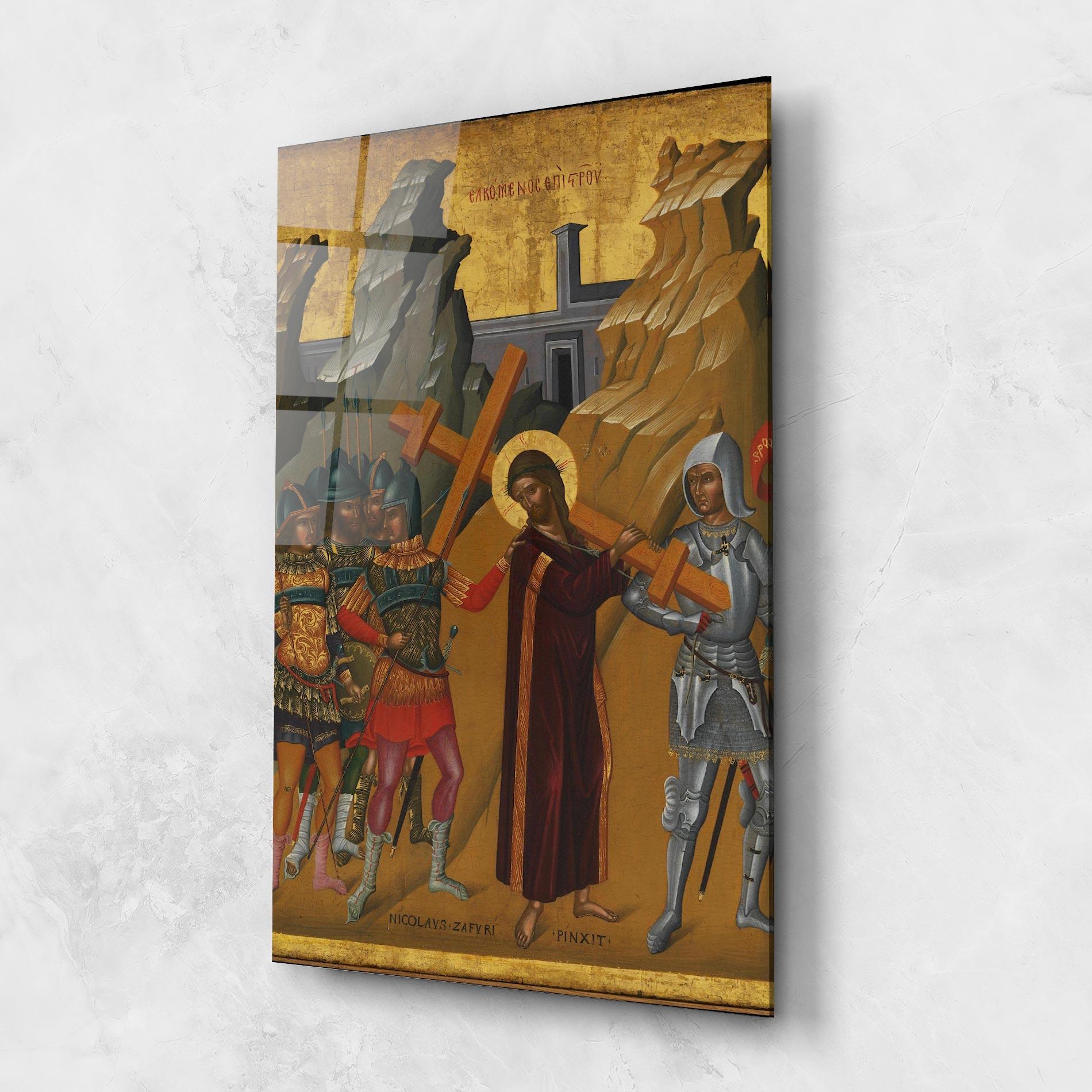 Üvegkép Walking With Cross mockup 1