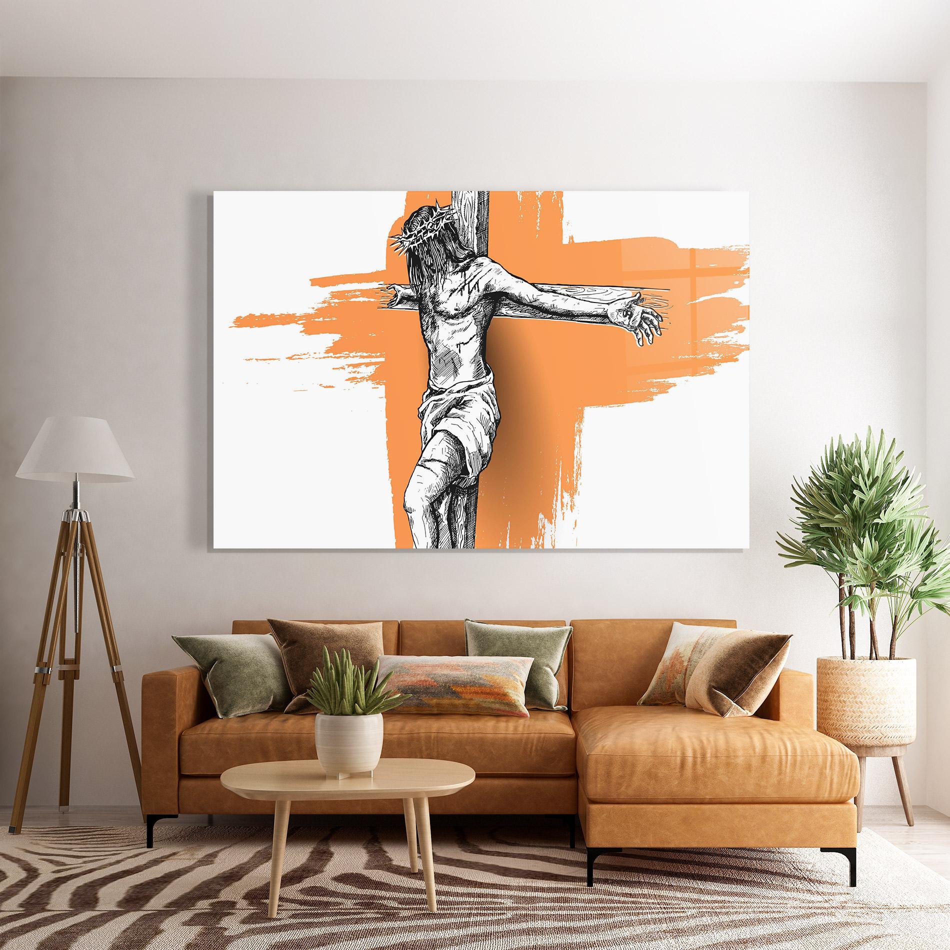 Üvegkép Orange Art Jesus mockup 7
