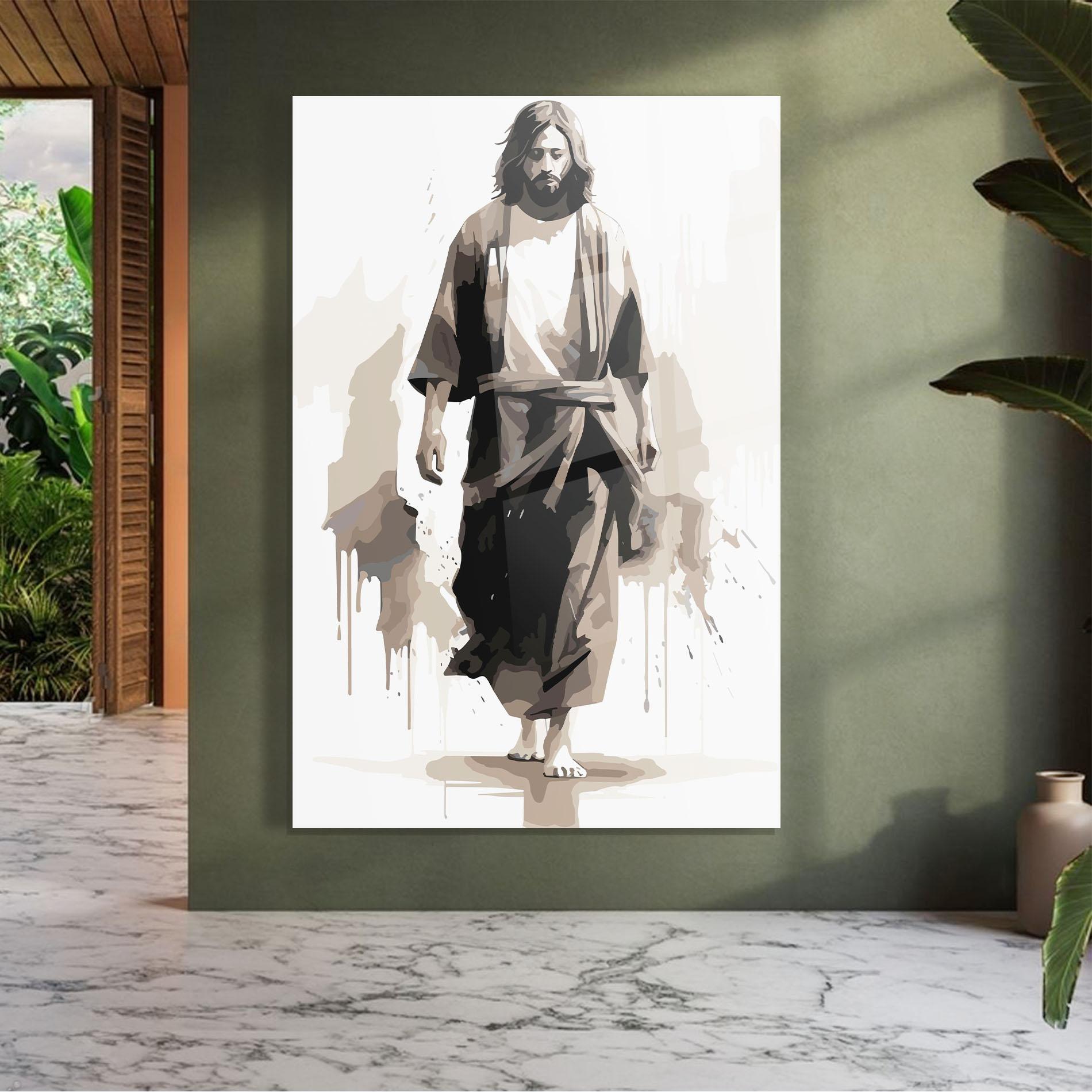 Üvegkép Cream Art Jesus mockup 7