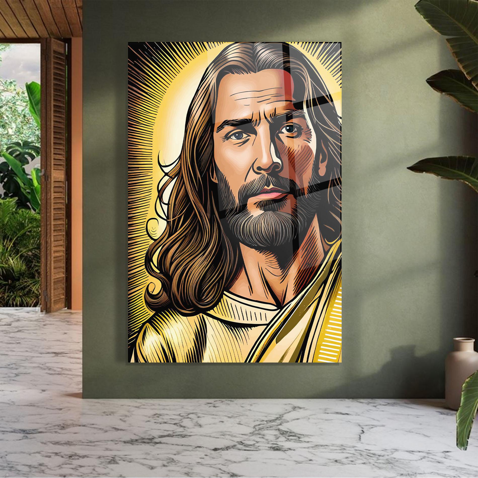 Üvegkép Gold Art Jesus mockup 7
