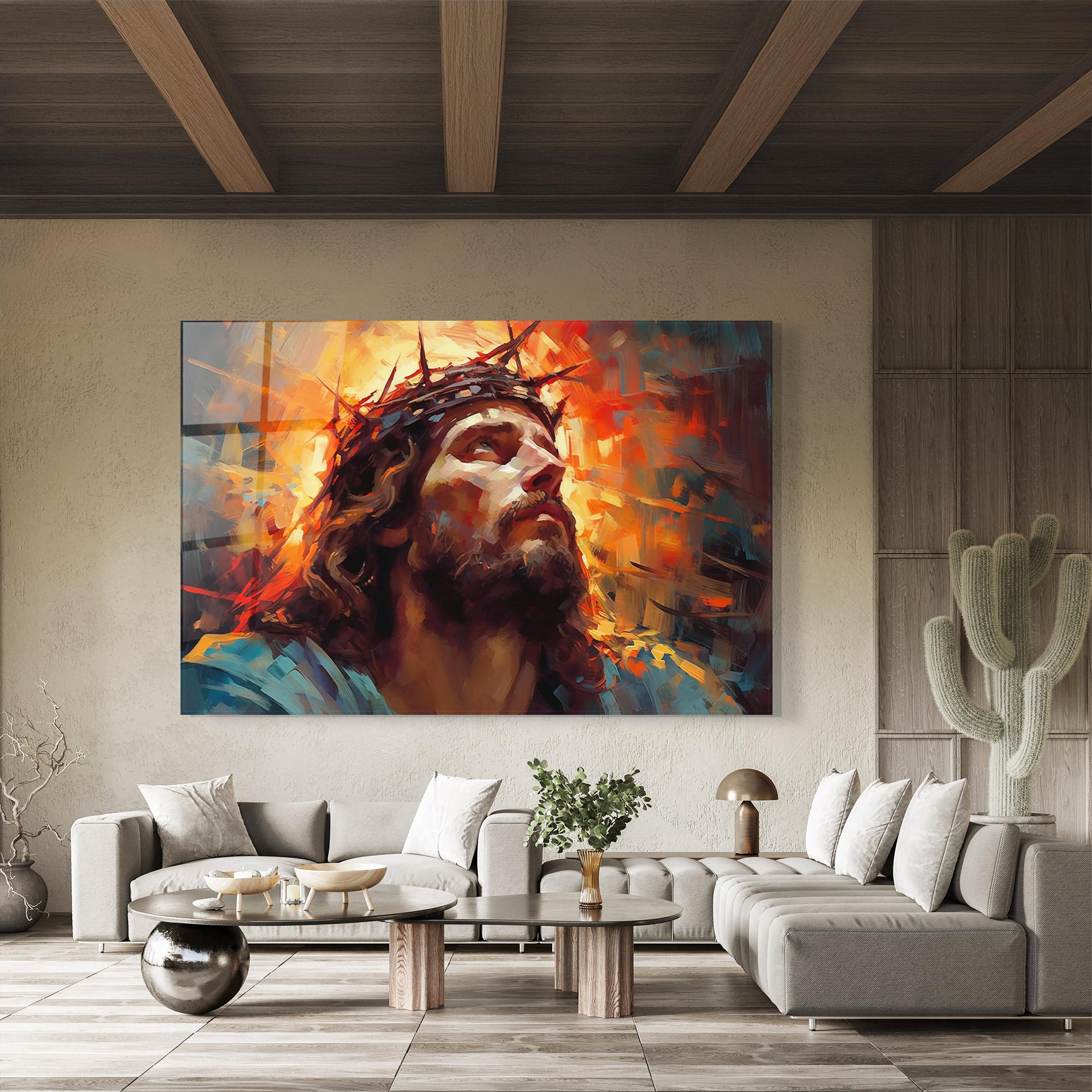 Üvegkép Jesus Crown Light mockup 8