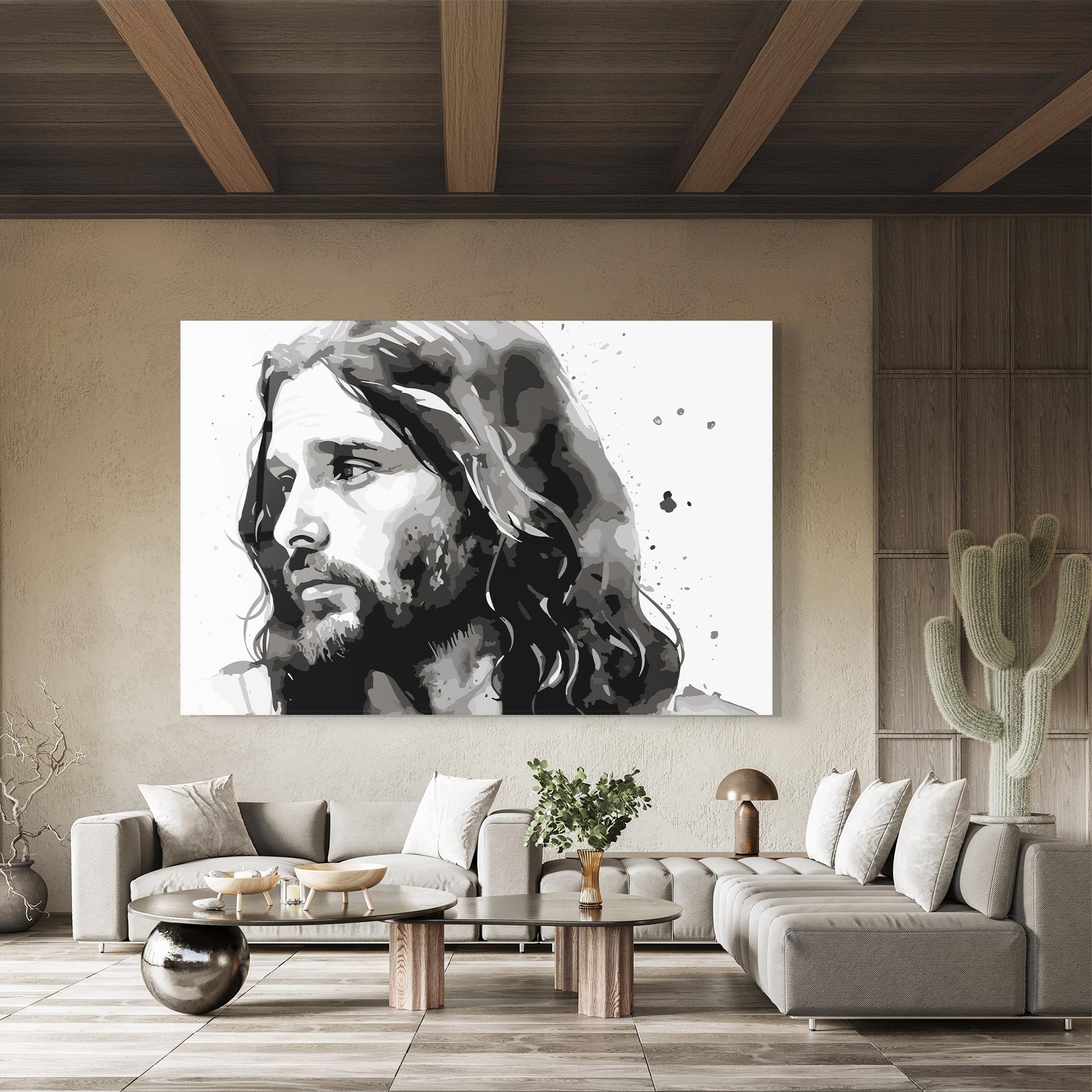 Üvegkép Jesus Watercolor mockup 8