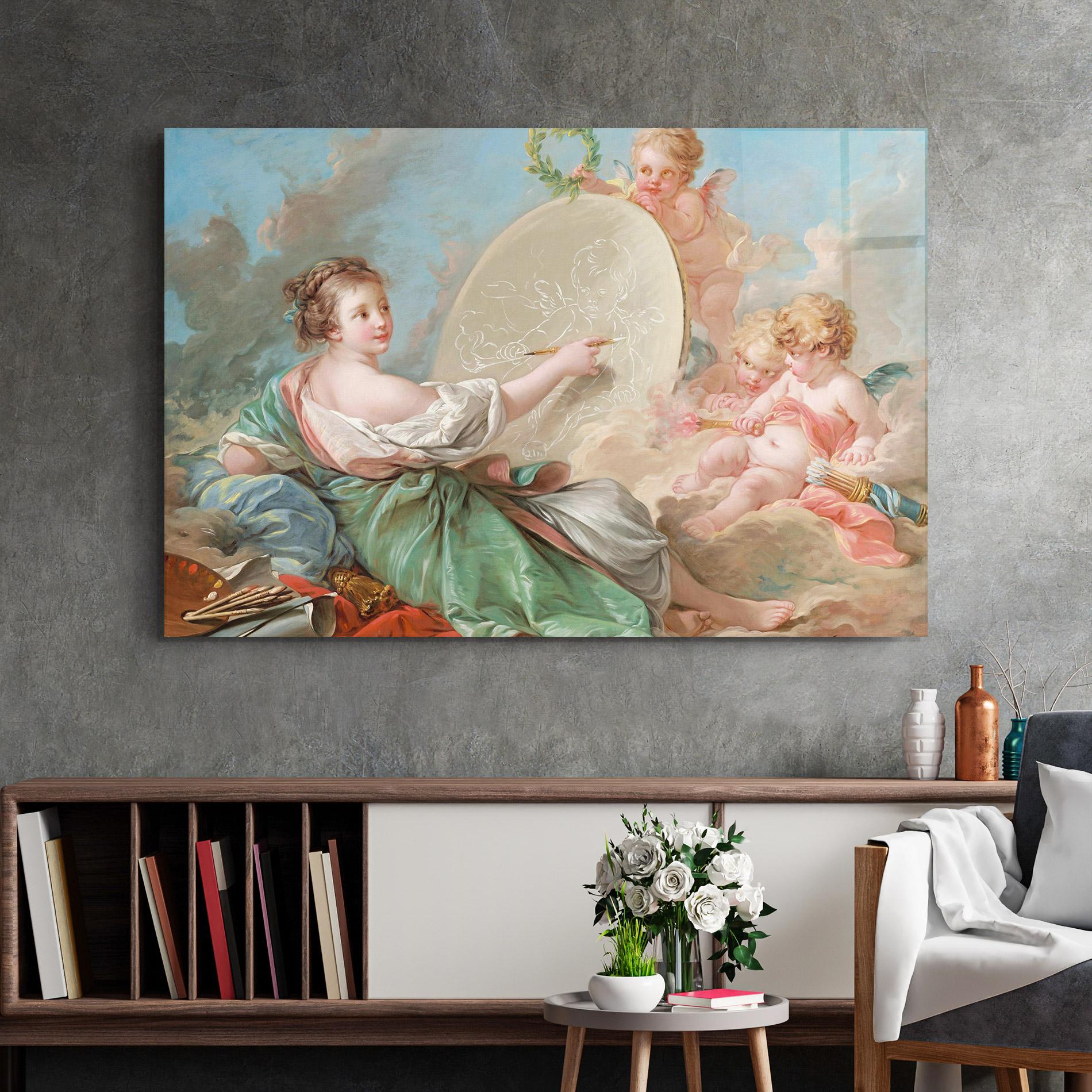 Üvegkép Painting Cute Angels mockup 2