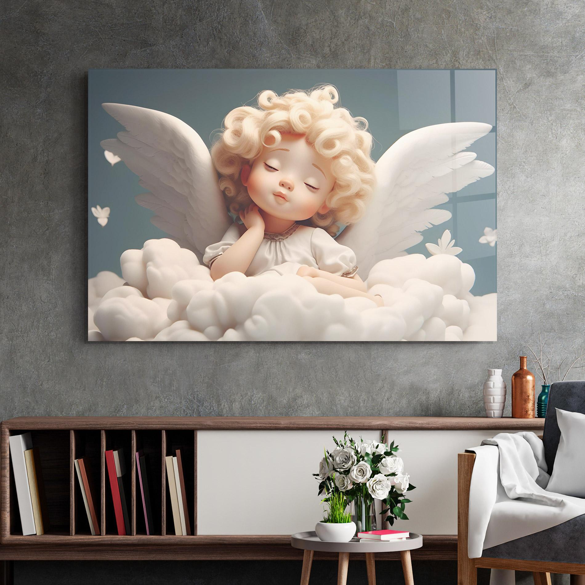 Üvegkép Statue Baby Angel mockup 2