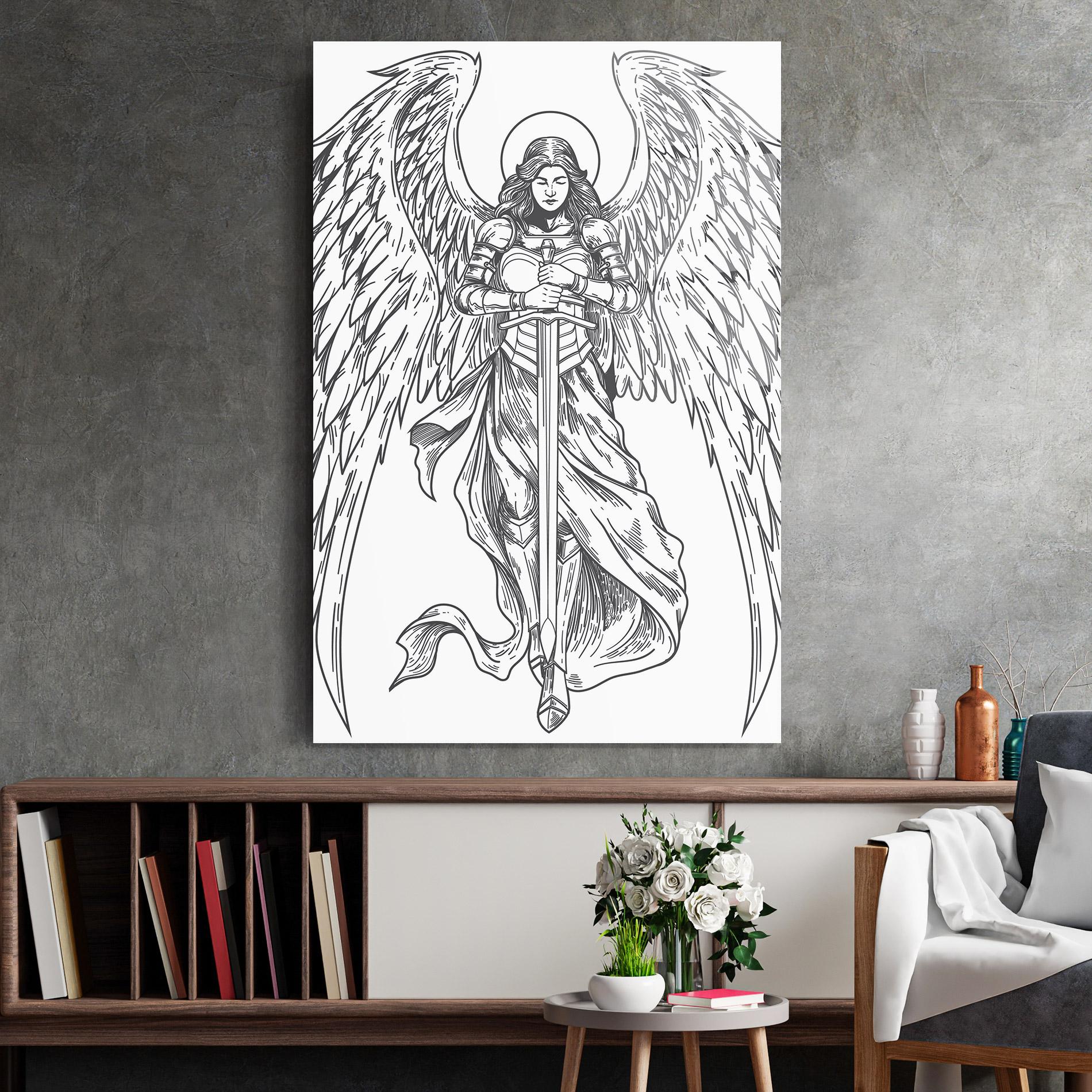 Üvegkép Grey Line Angel mockup 2