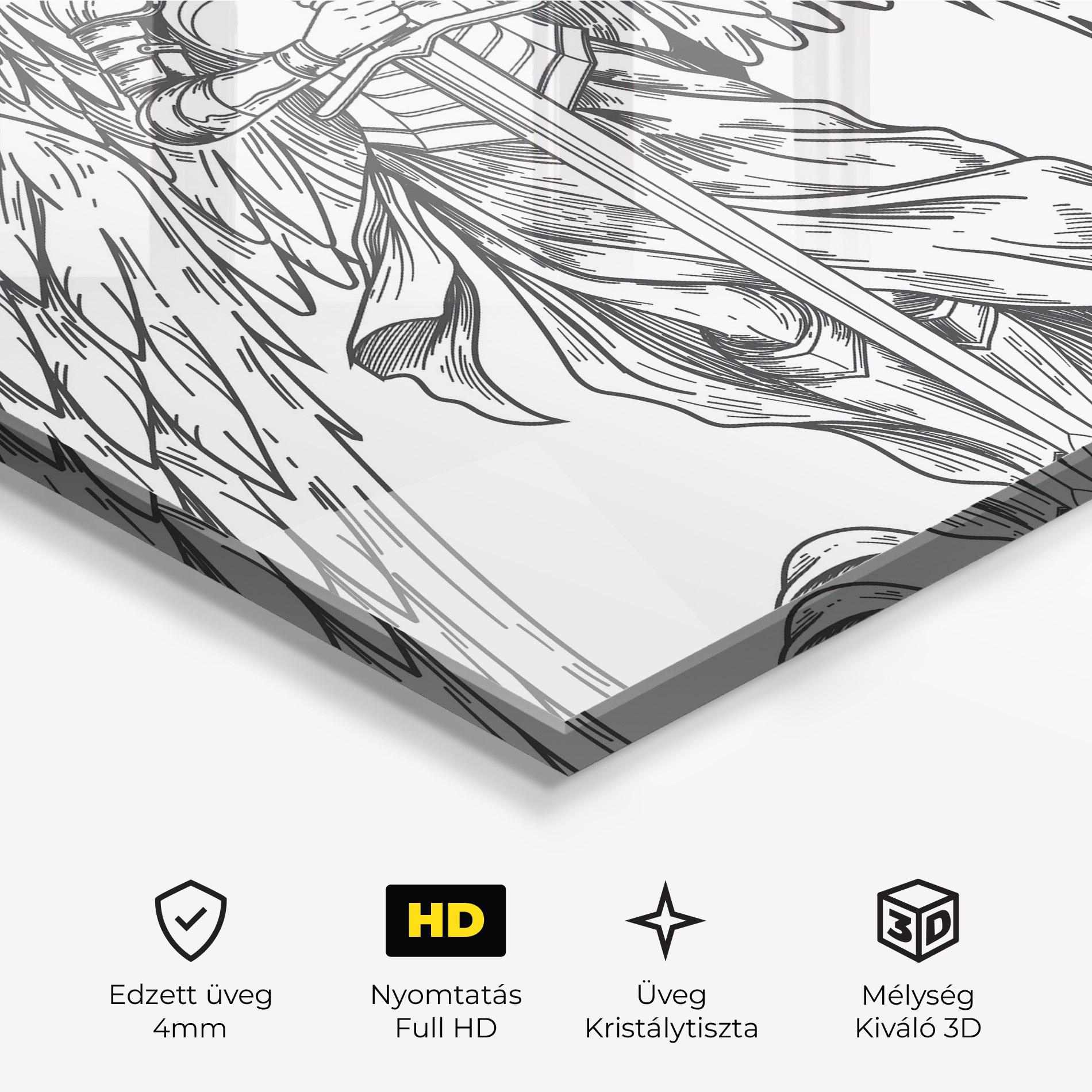 Üvegkép Grey Line Angel mockup 3