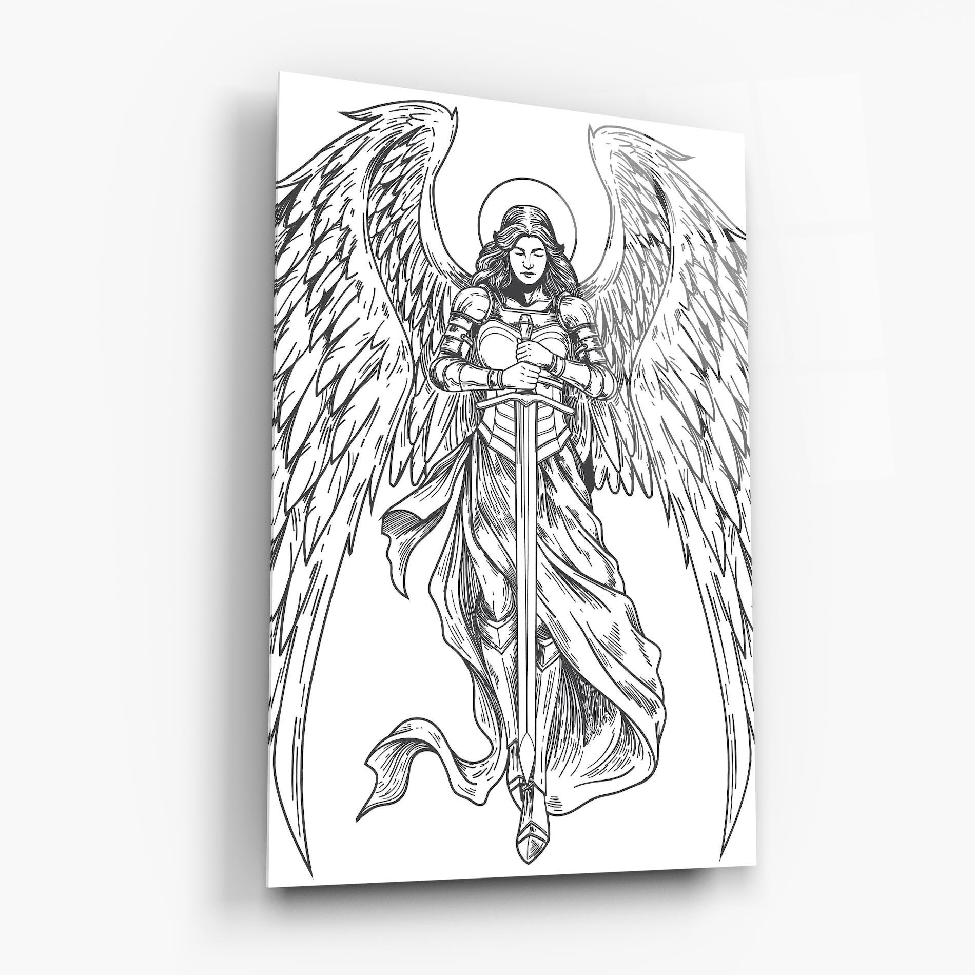 Üvegkép Grey Line Angel mockup 6