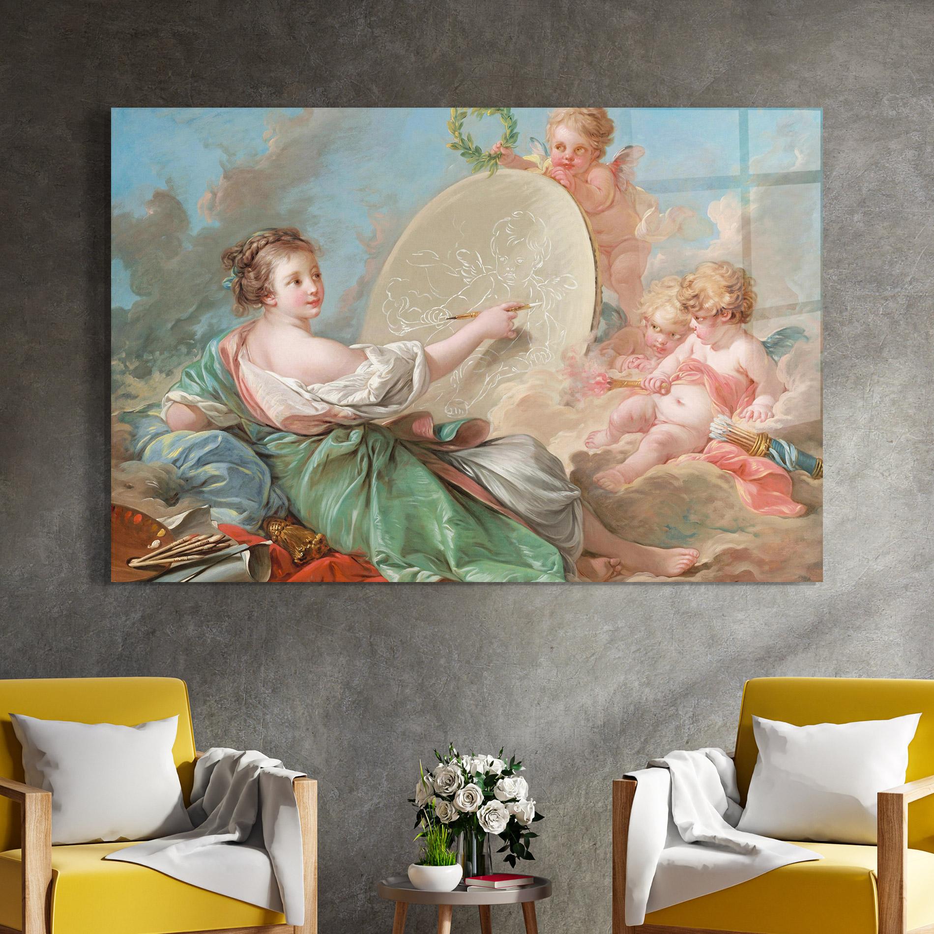 Üvegkép Painting Cute Angels mockup 4