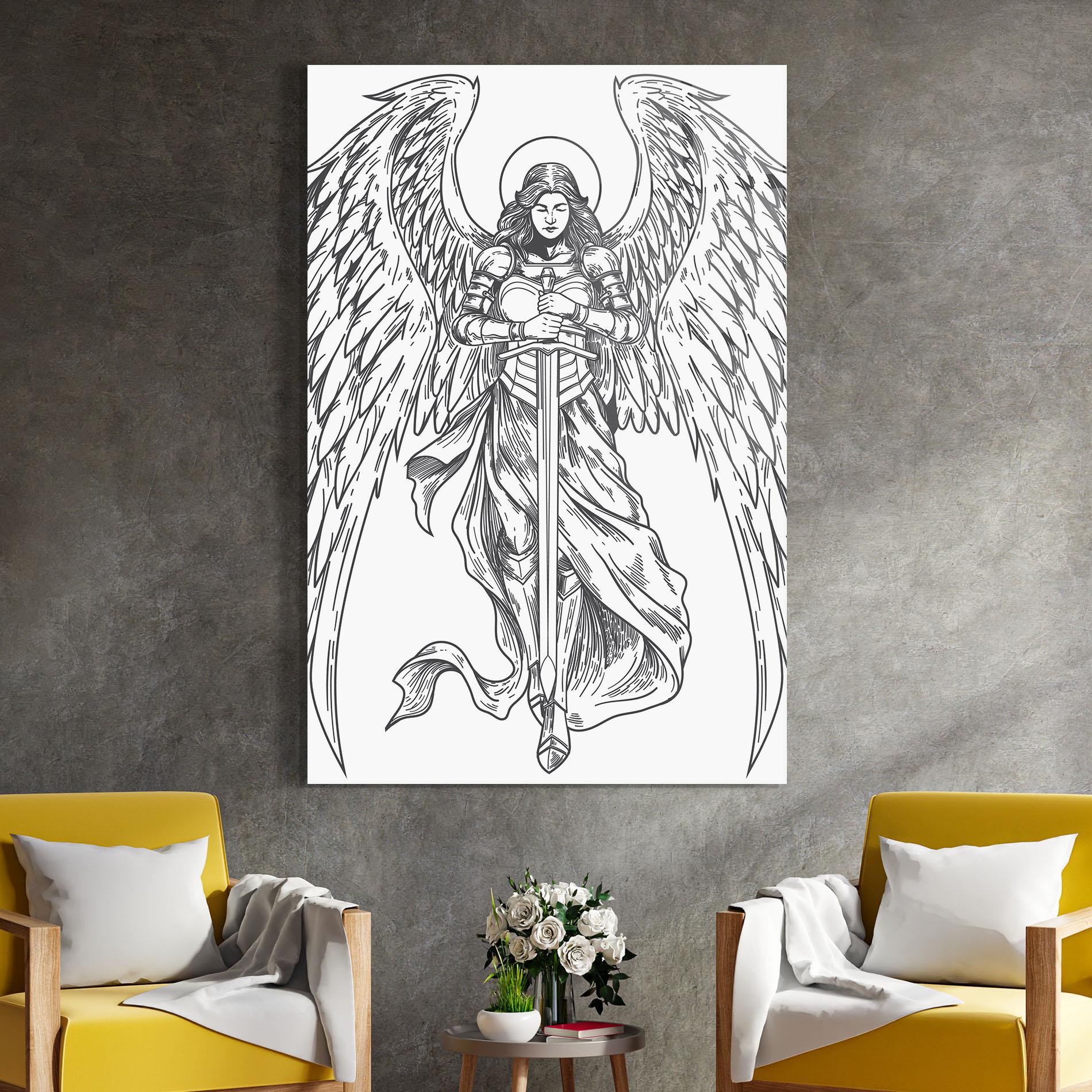 Üvegkép Grey Line Angel mockup 4