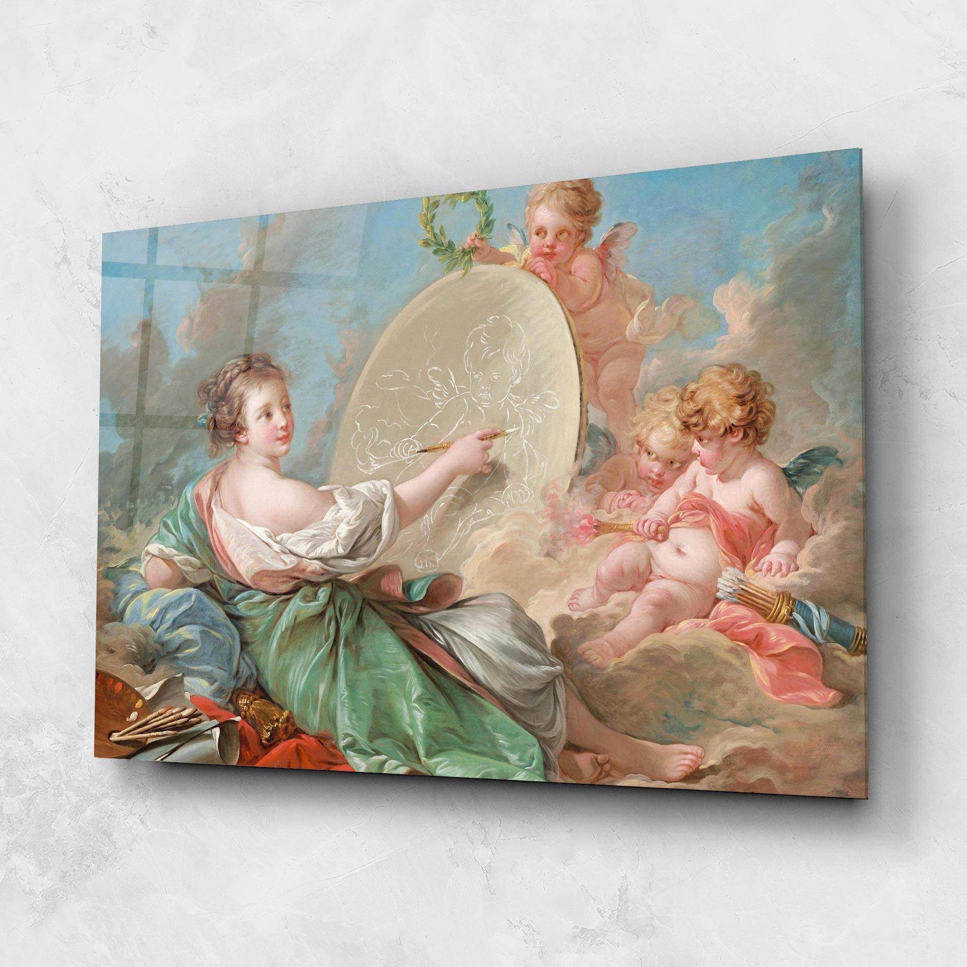 Üvegkép Painting Cute Angels mockup 1