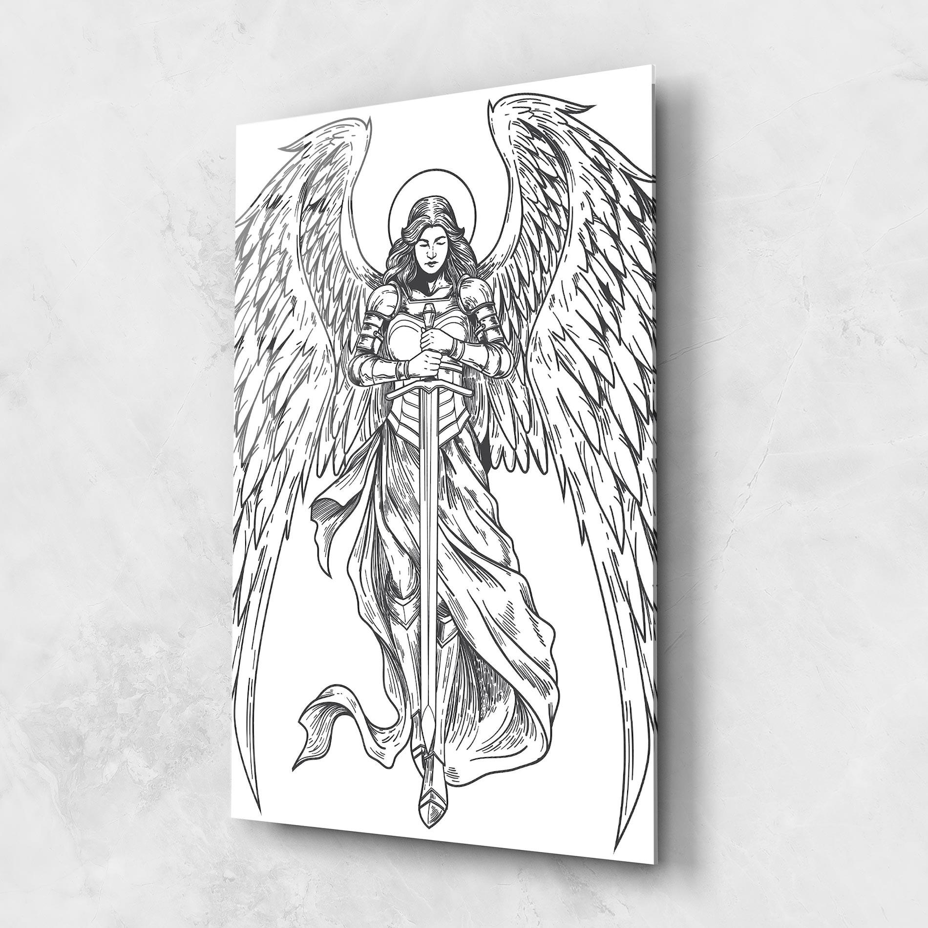 Üvegkép Grey Line Angel mockup 1