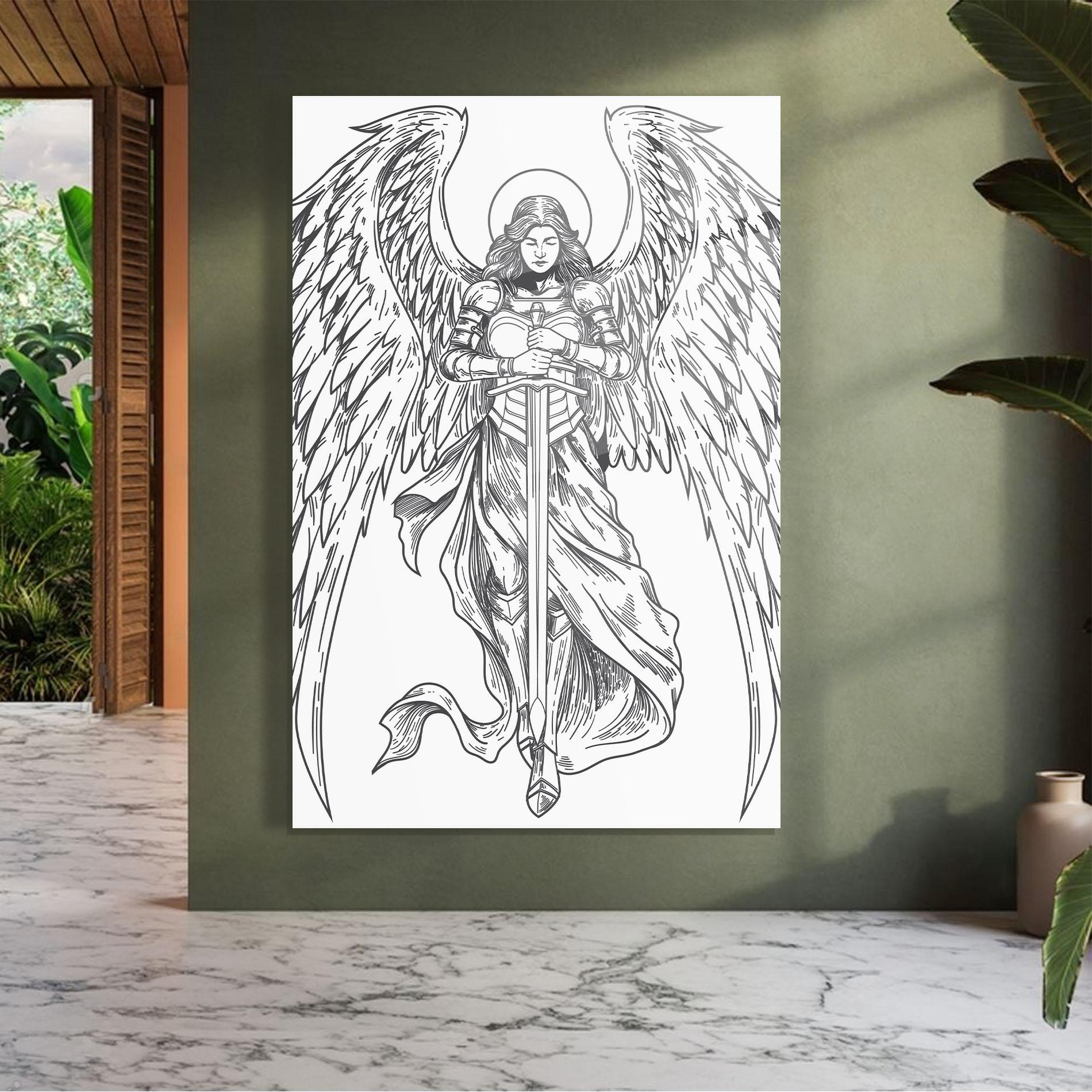 Üvegkép Grey Line Angel mockup 7
