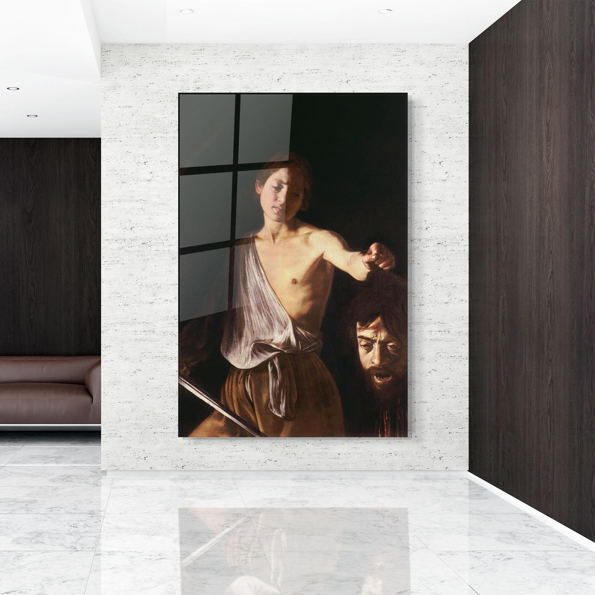 Üvegkép David With The Head Of Goliath mockup 9