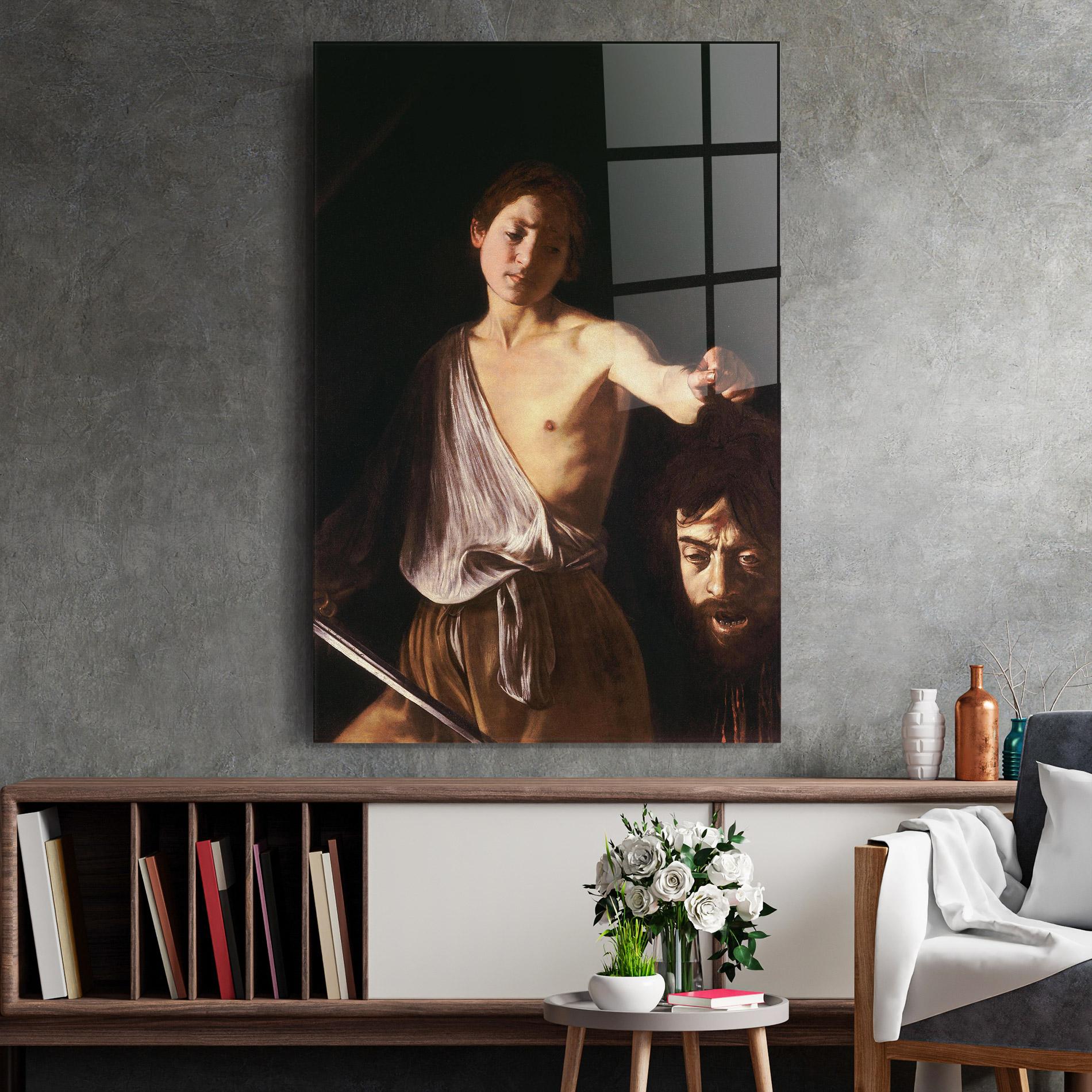 Üvegkép David With The Head Of Goliath mockup 2