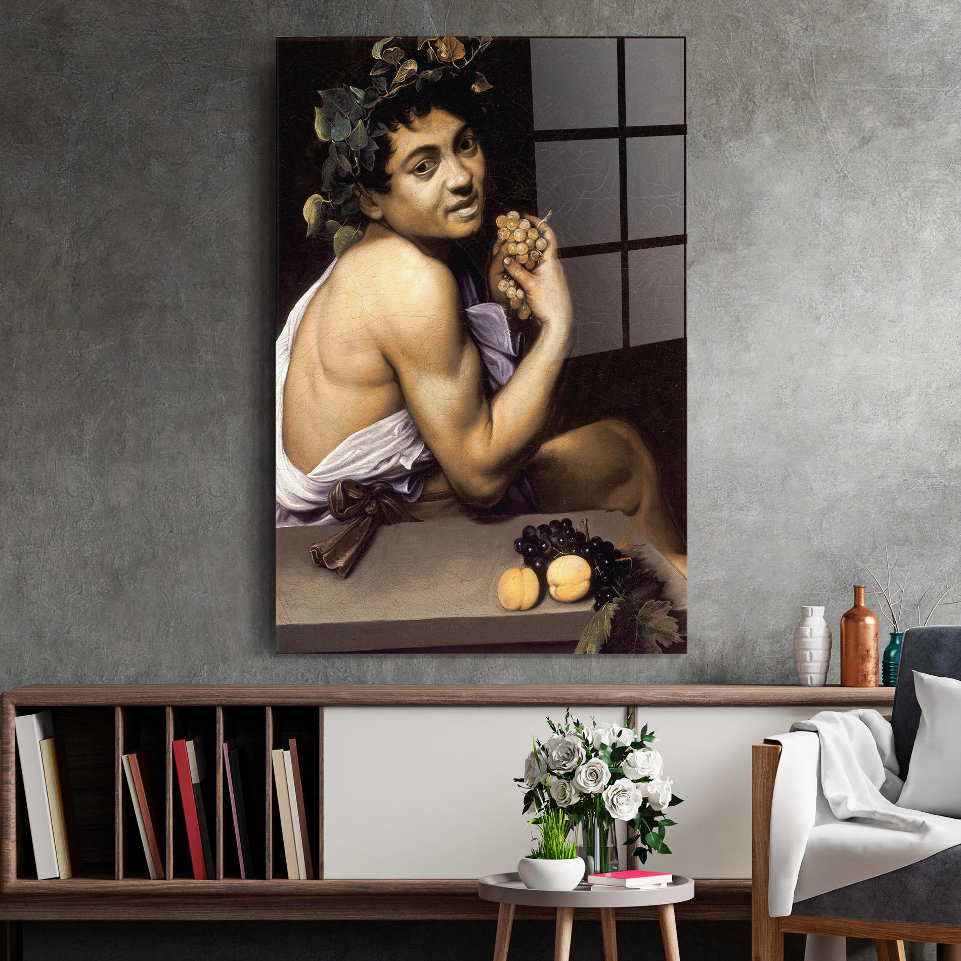 Üvegkép Young Sick Bacchus mockup 2