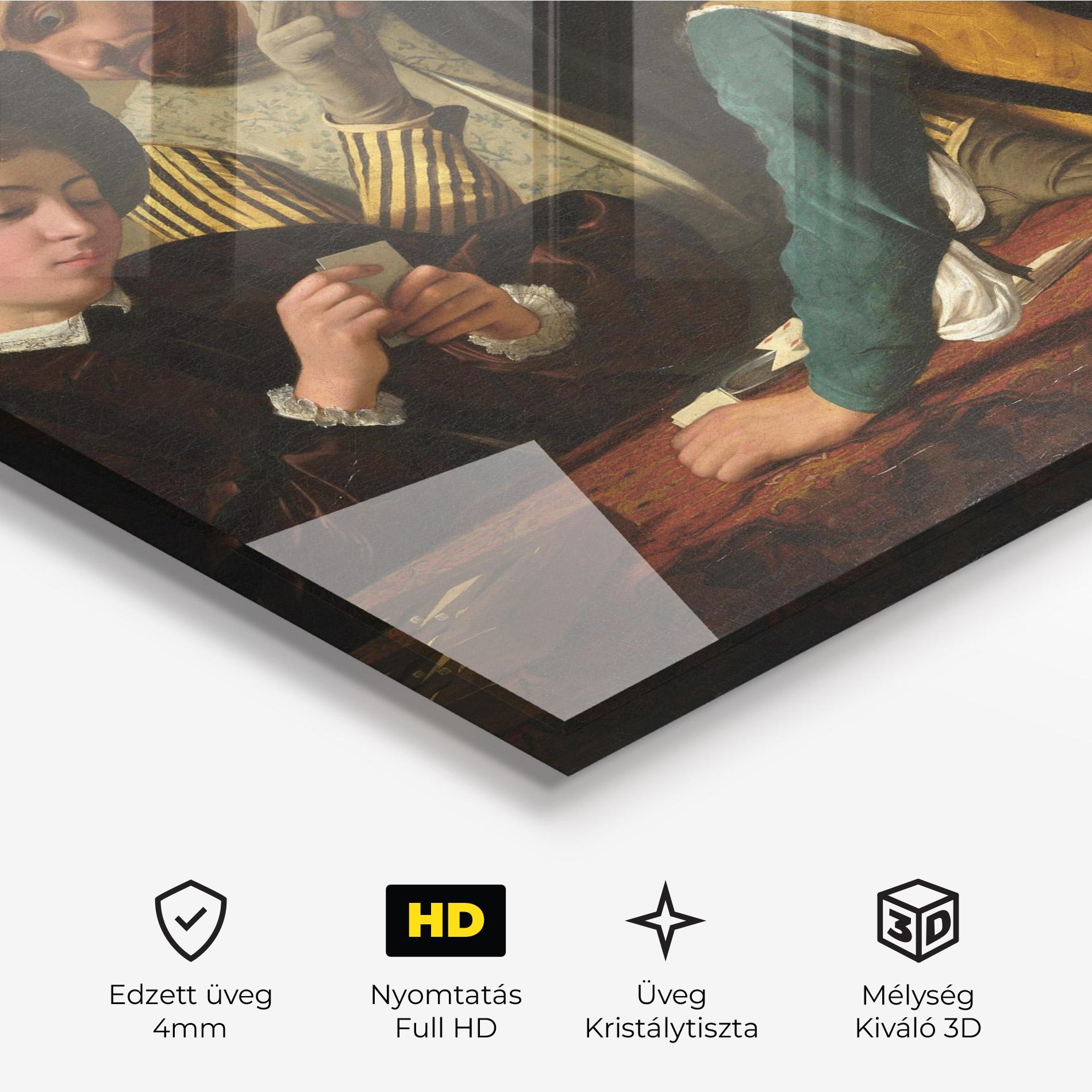 Üvegkép Caravaggio The Cardsharps mockup 3