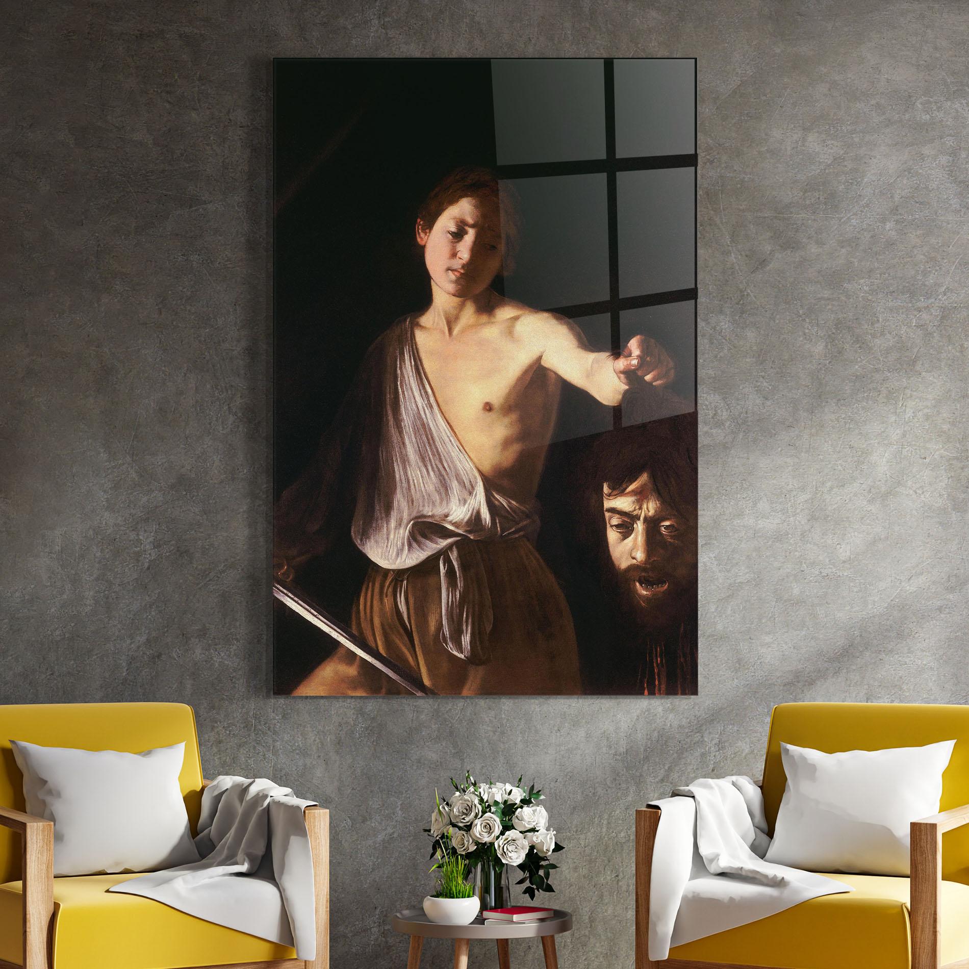 Üvegkép David With The Head Of Goliath mockup 4