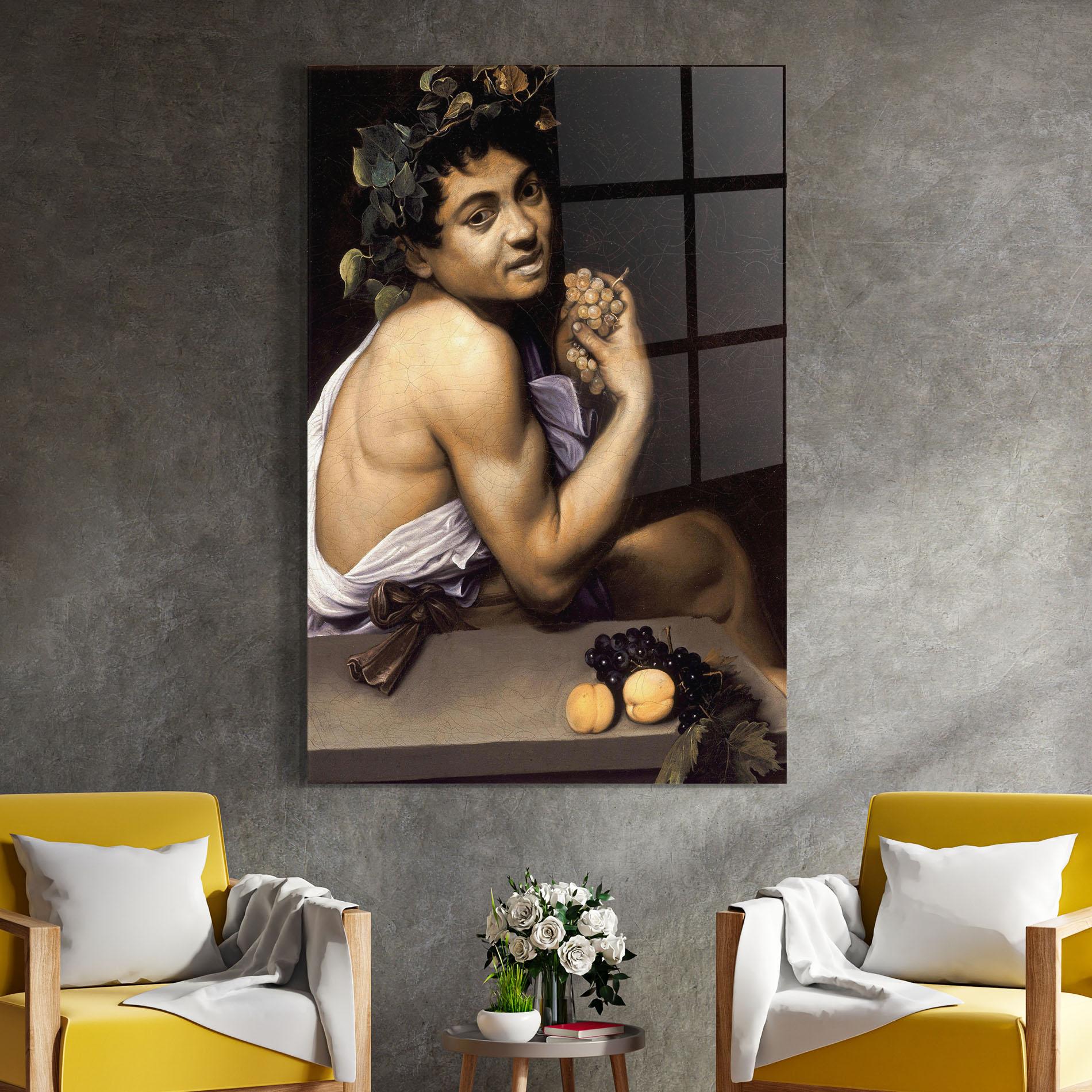 Üvegkép Young Sick Bacchus mockup 4