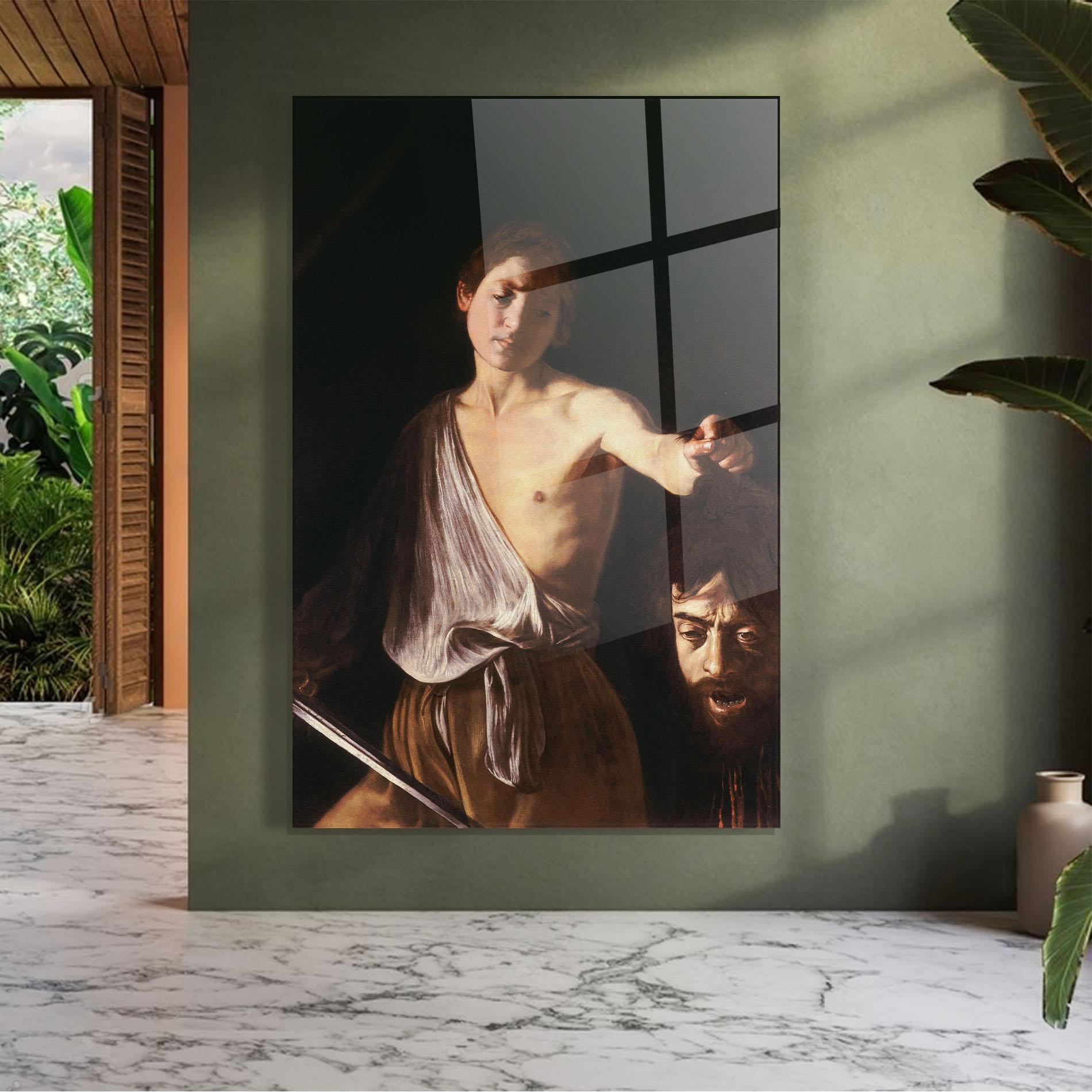 Üvegkép David With The Head Of Goliath mockup 7