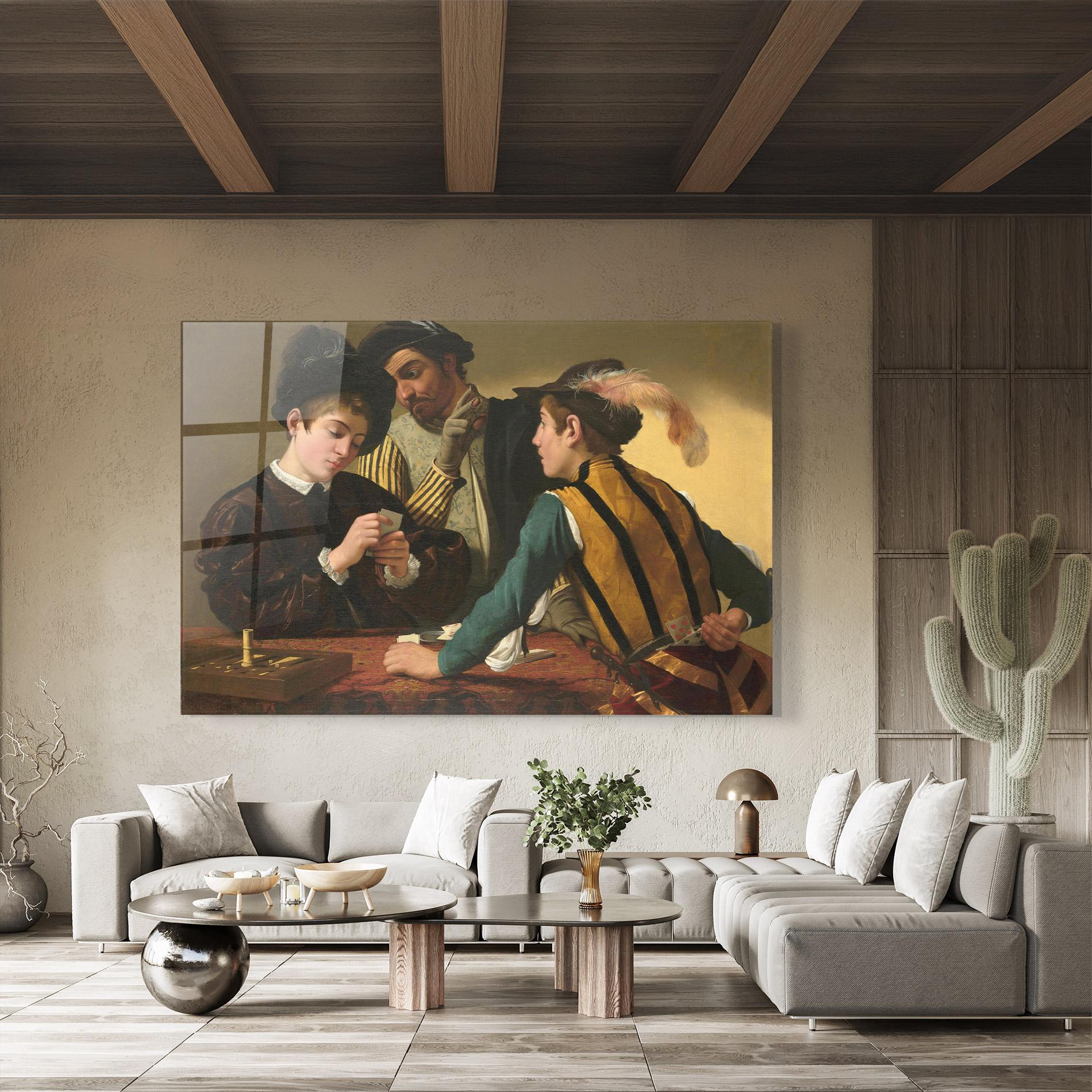 Üvegkép Caravaggio The Cardsharps mockup 8