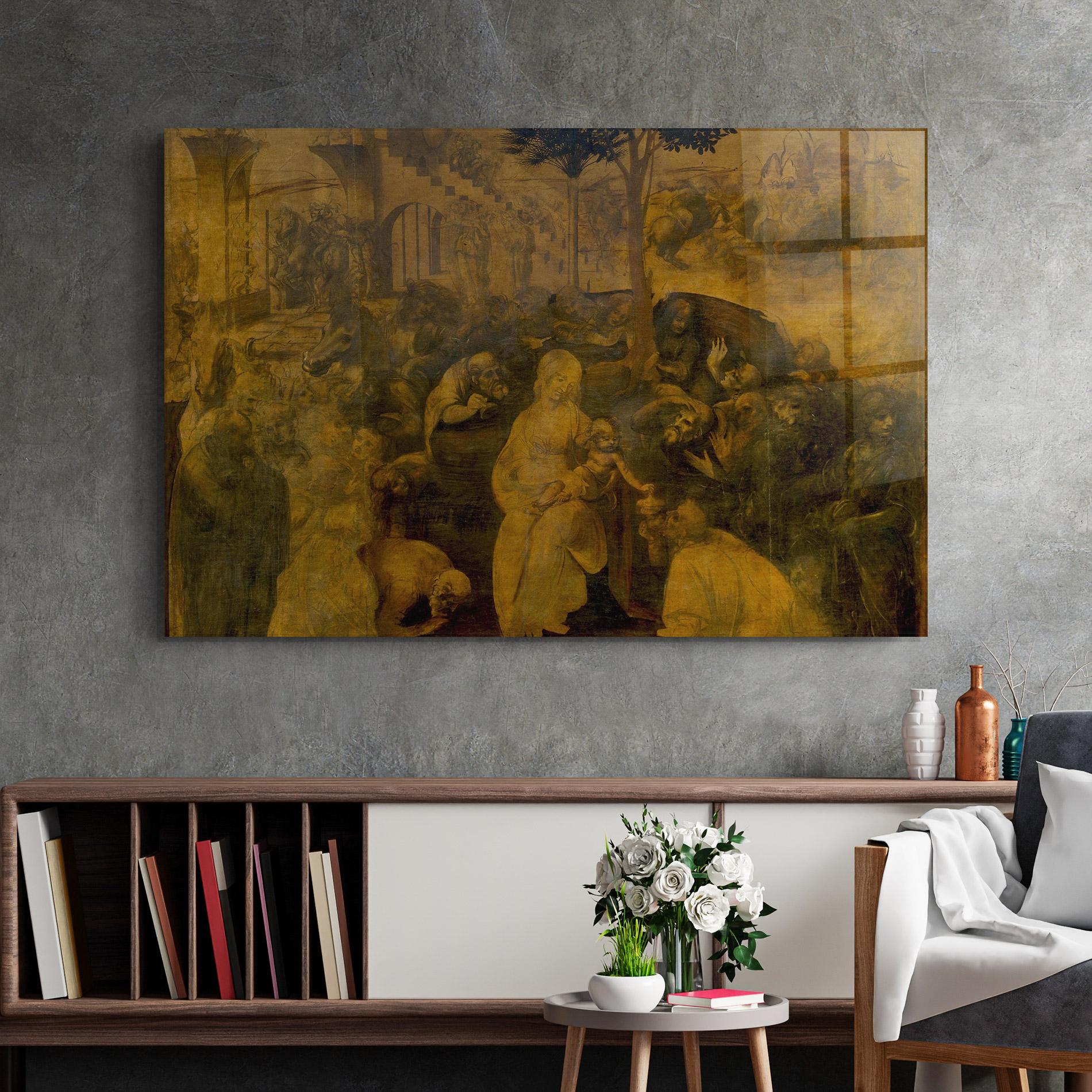 Üvegkép Leonardo Da Vinci Adorazione Dei Magi mockup 2