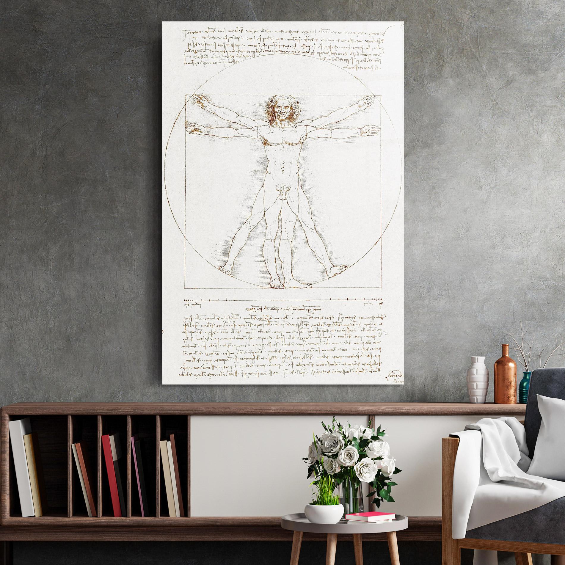 Üvegkép Leonardo Da Vinci's Vitruvian Man mockup 2
