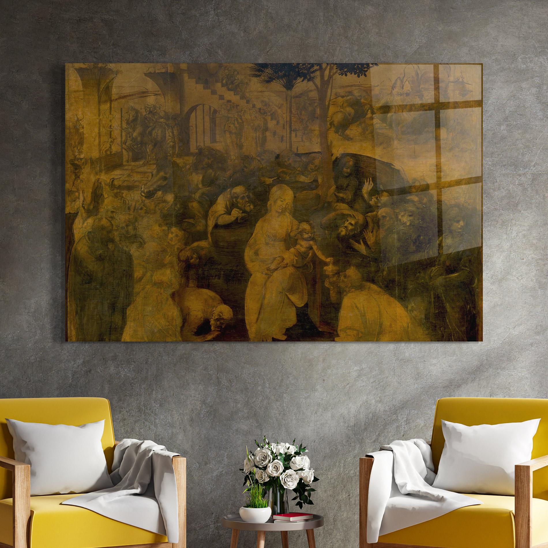 Üvegkép Leonardo Da Vinci Adorazione Dei Magi mockup 4