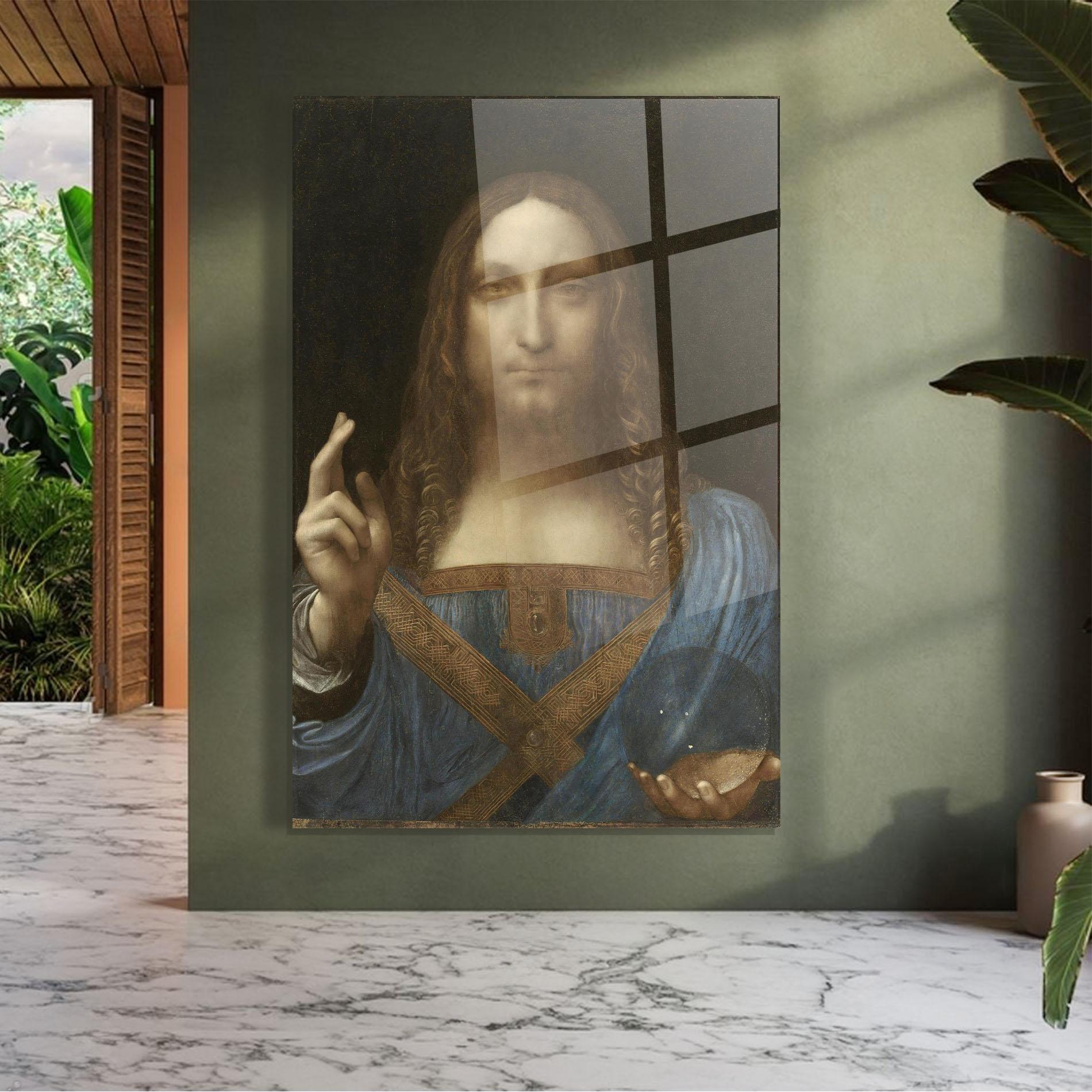 Üvegkép Leonardo Da Vinci Salvator Mundi mockup 7