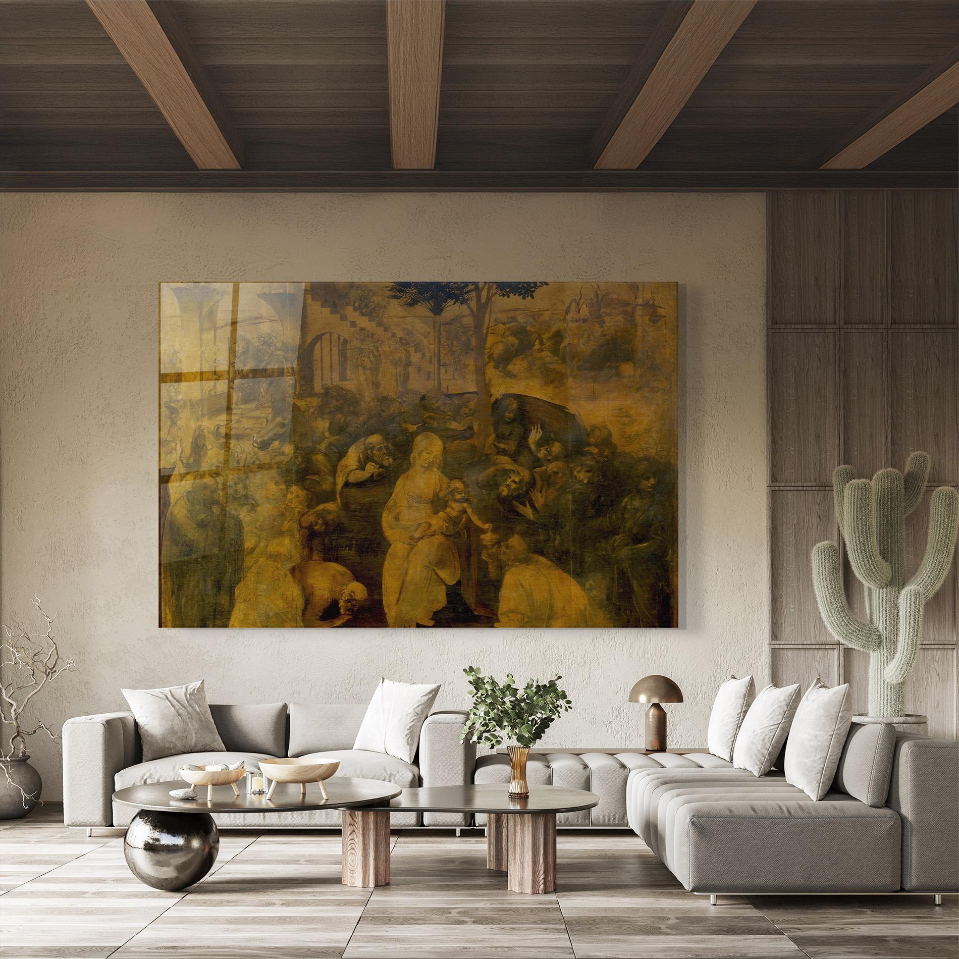 Üvegkép Leonardo Da Vinci Adorazione Dei Magi mockup 8