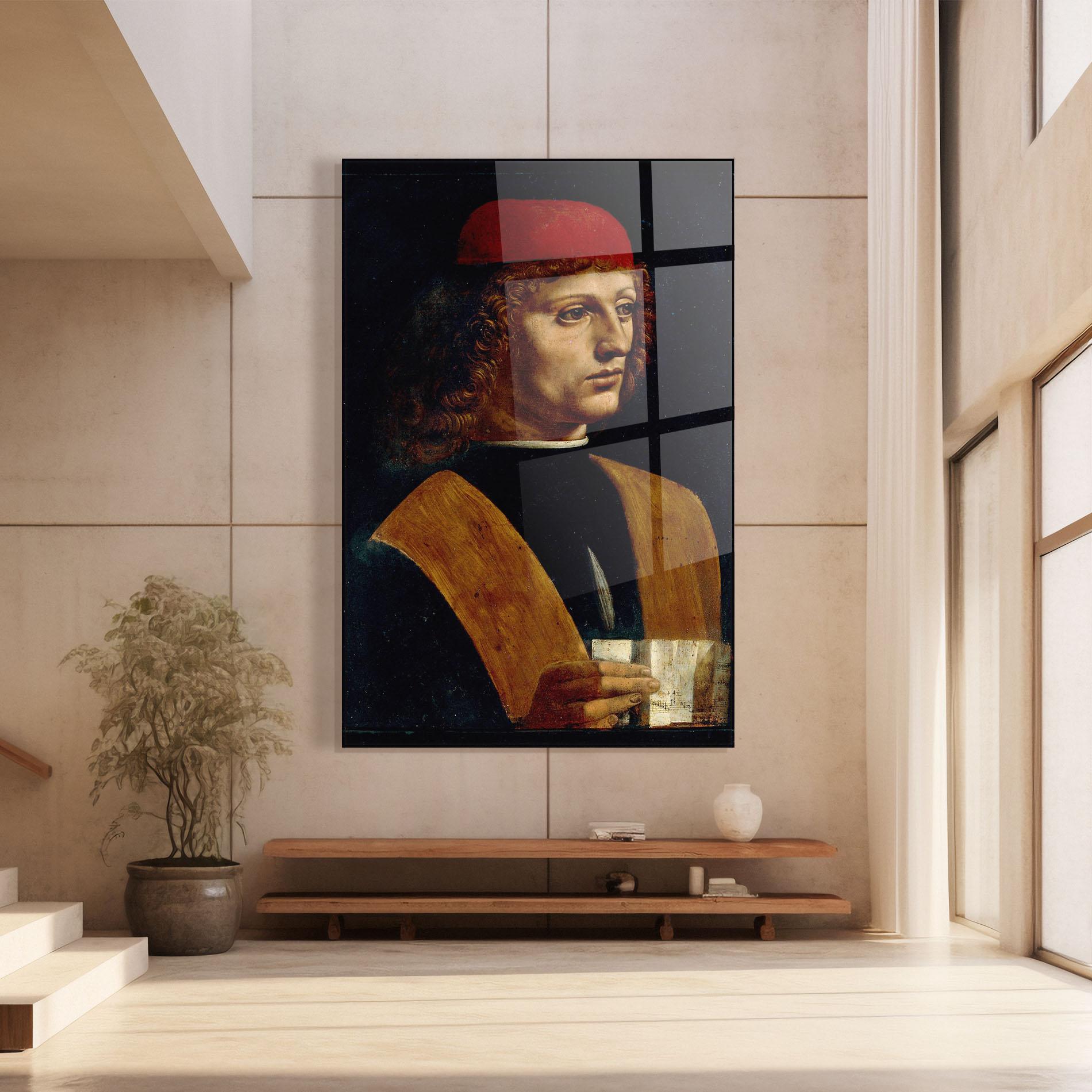 Üvegkép Leonardo Da Vinci Portrait Of A Musician Pinacoteca Ambrosiana mockup 8