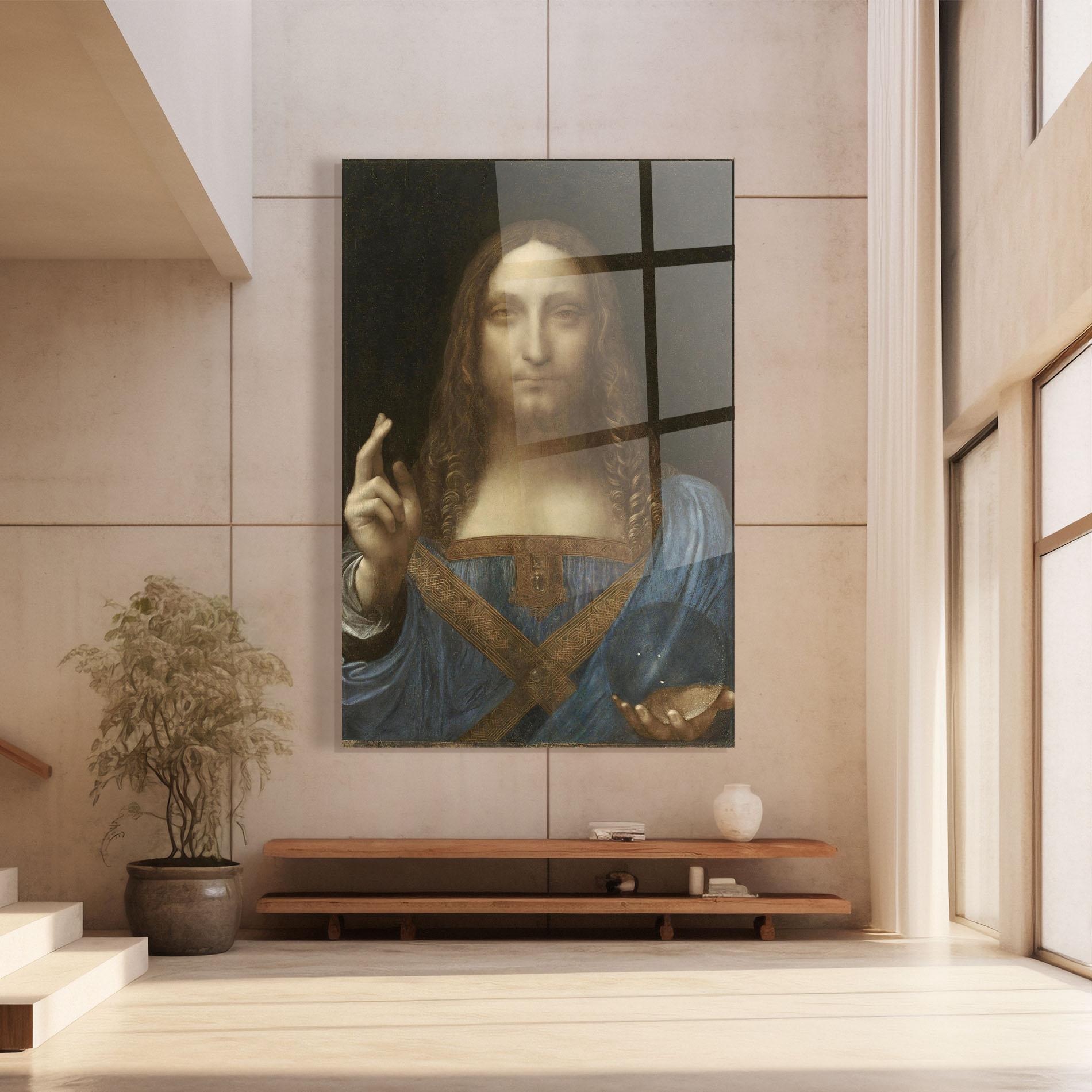 Üvegkép Leonardo Da Vinci Salvator Mundi mockup 8