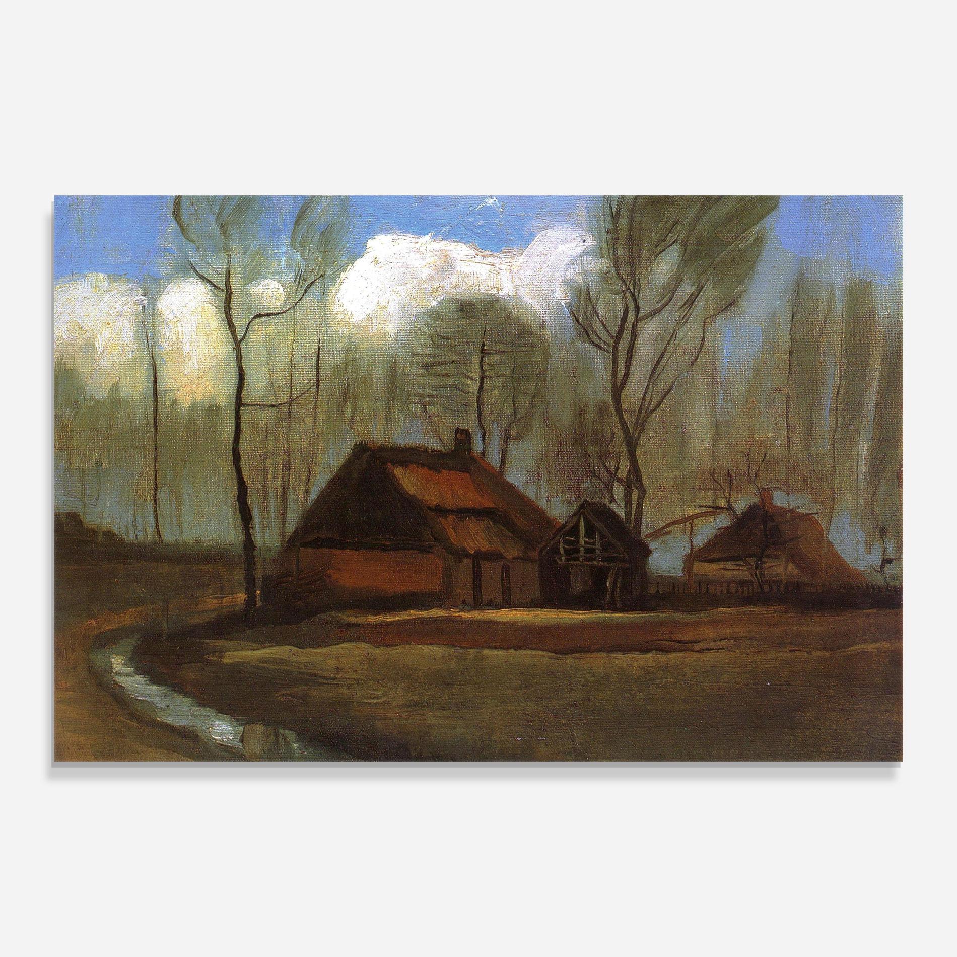 Üvegkép Farmhouses Among Trees mockup 0