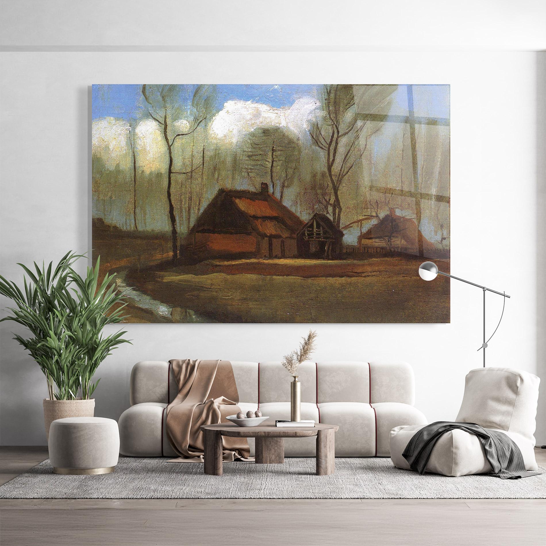 Üvegkép Farmhouses Among Trees mockup 9