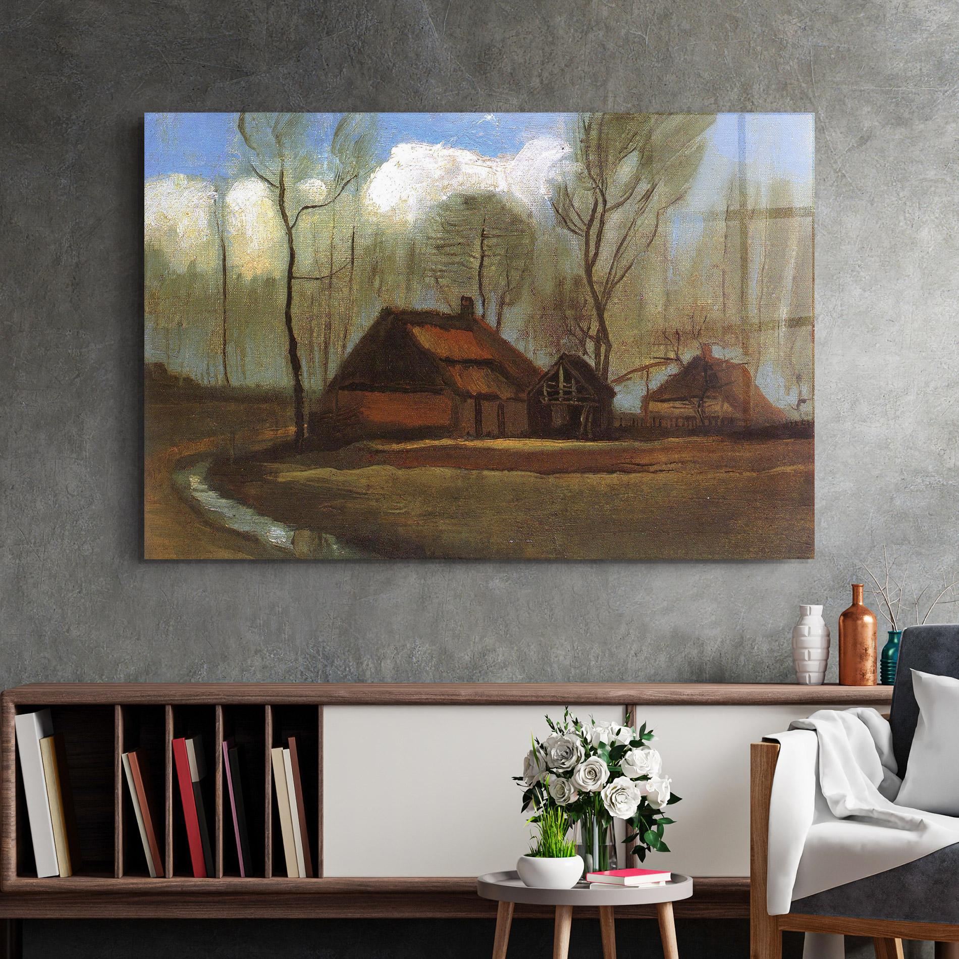 Üvegkép Farmhouses Among Trees mockup 2