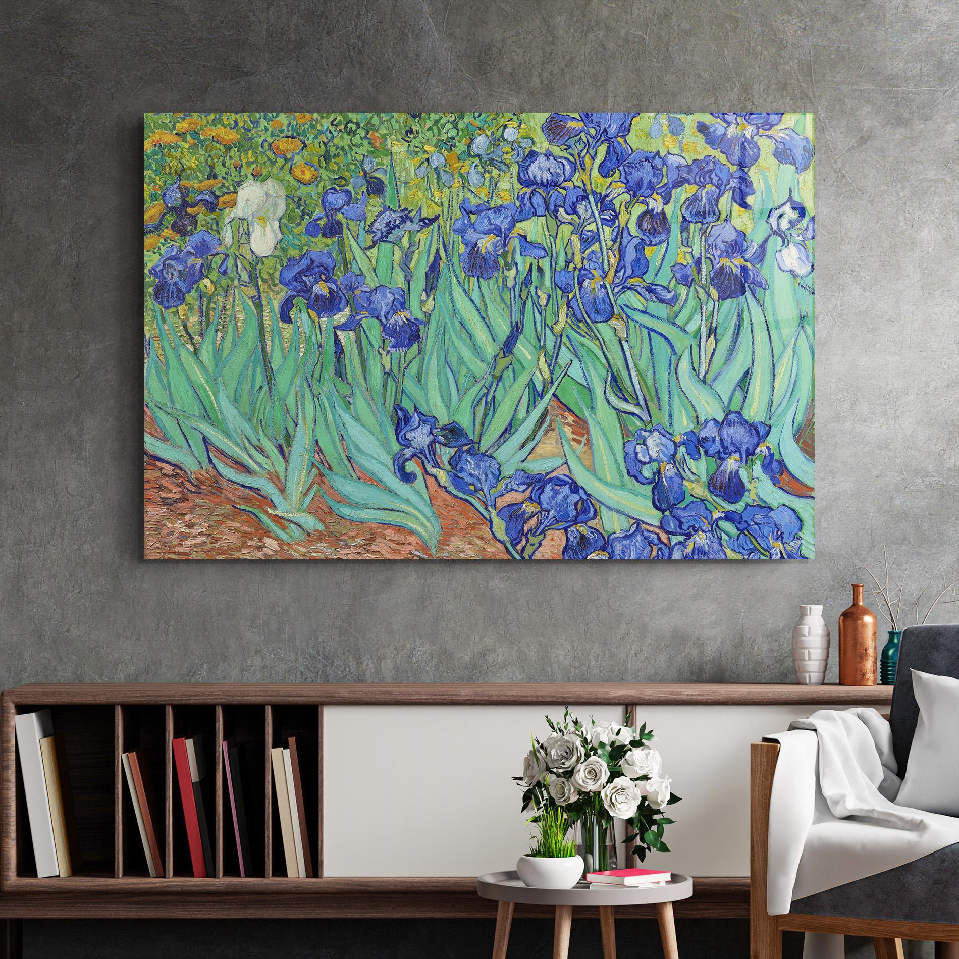 Üvegkép Irises Van Gogh mockup 2