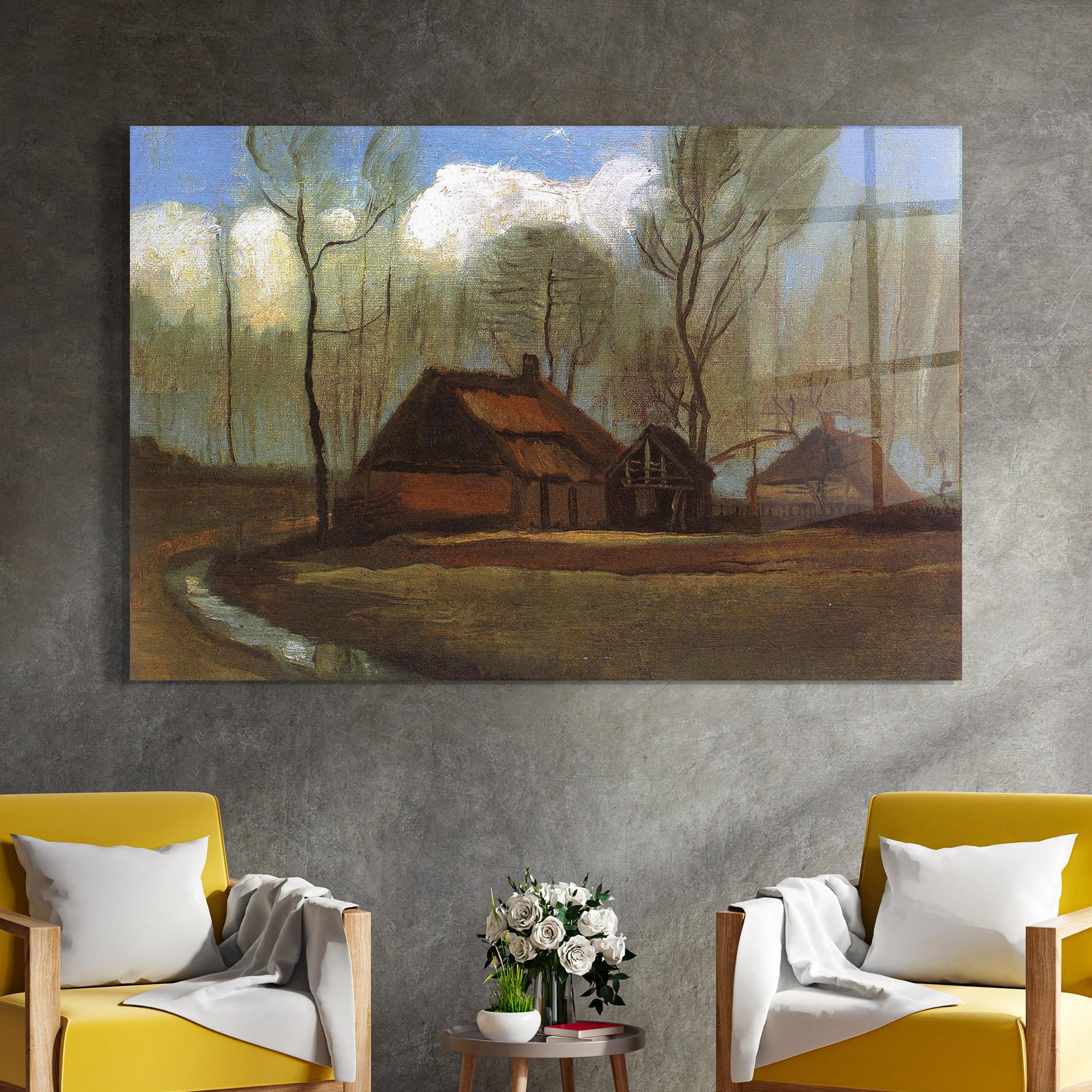 Üvegkép Farmhouses Among Trees mockup 4