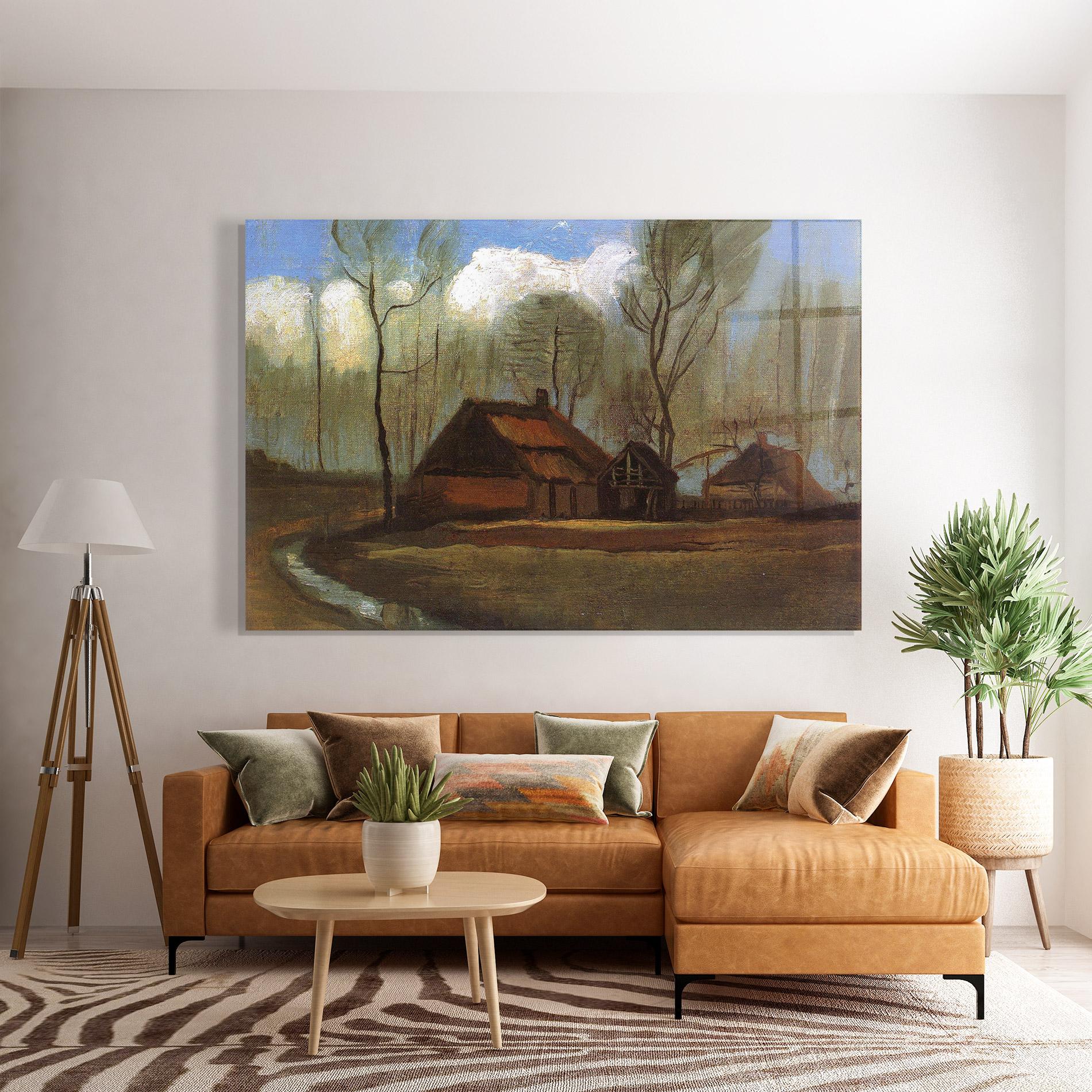 Üvegkép Farmhouses Among Trees mockup 7